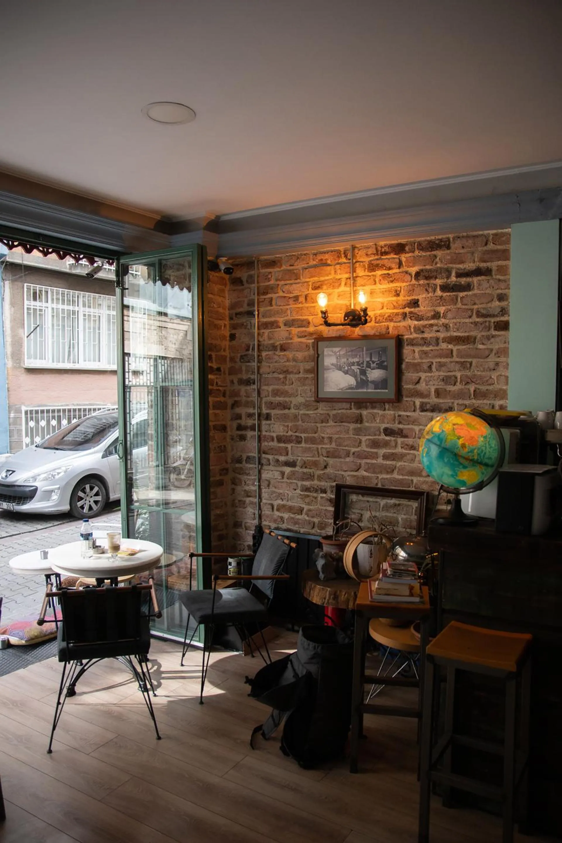 Seating area in YOLO Hostel