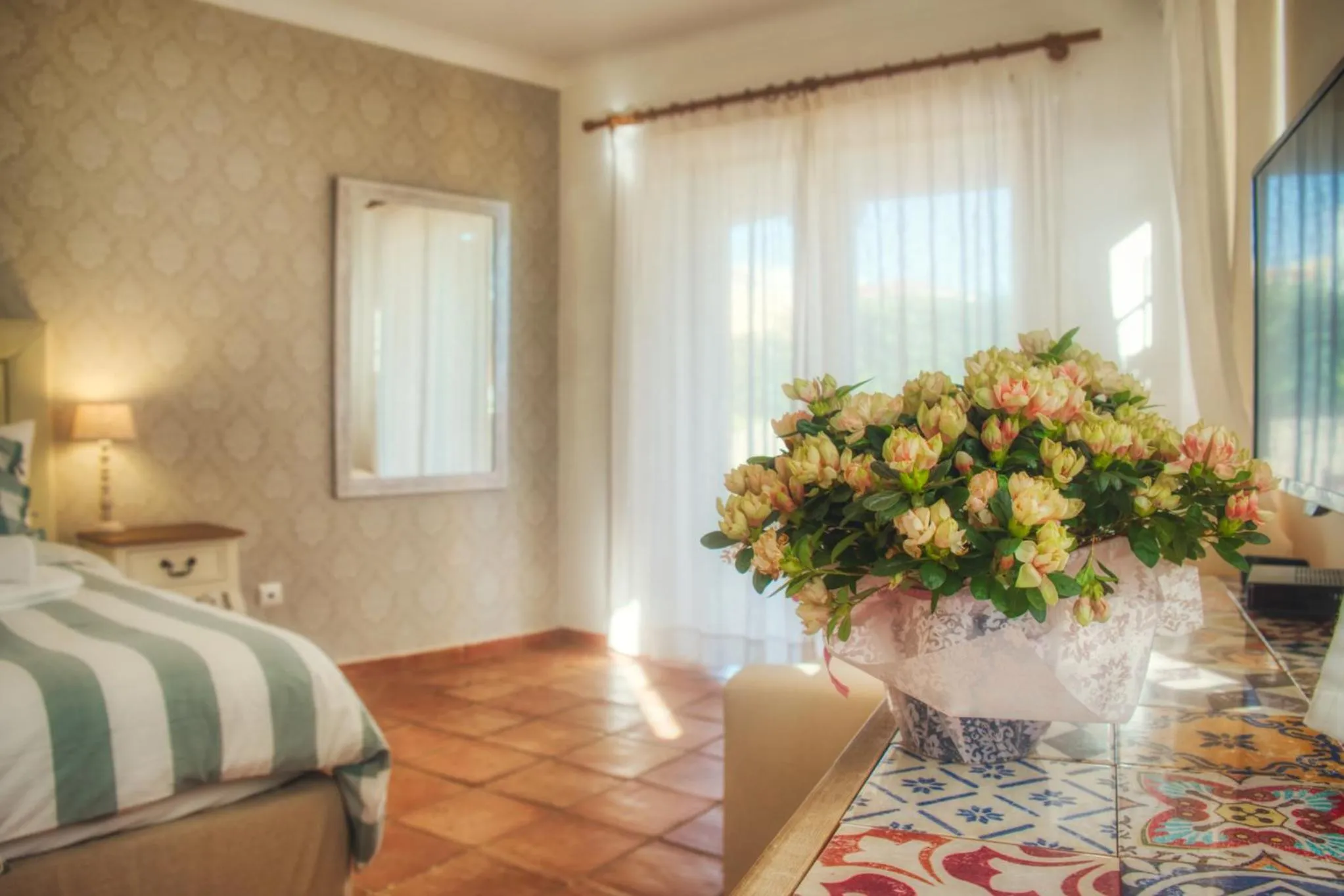 Decorative detail, Bed in Moonshine Guest House with private studios and private cottage