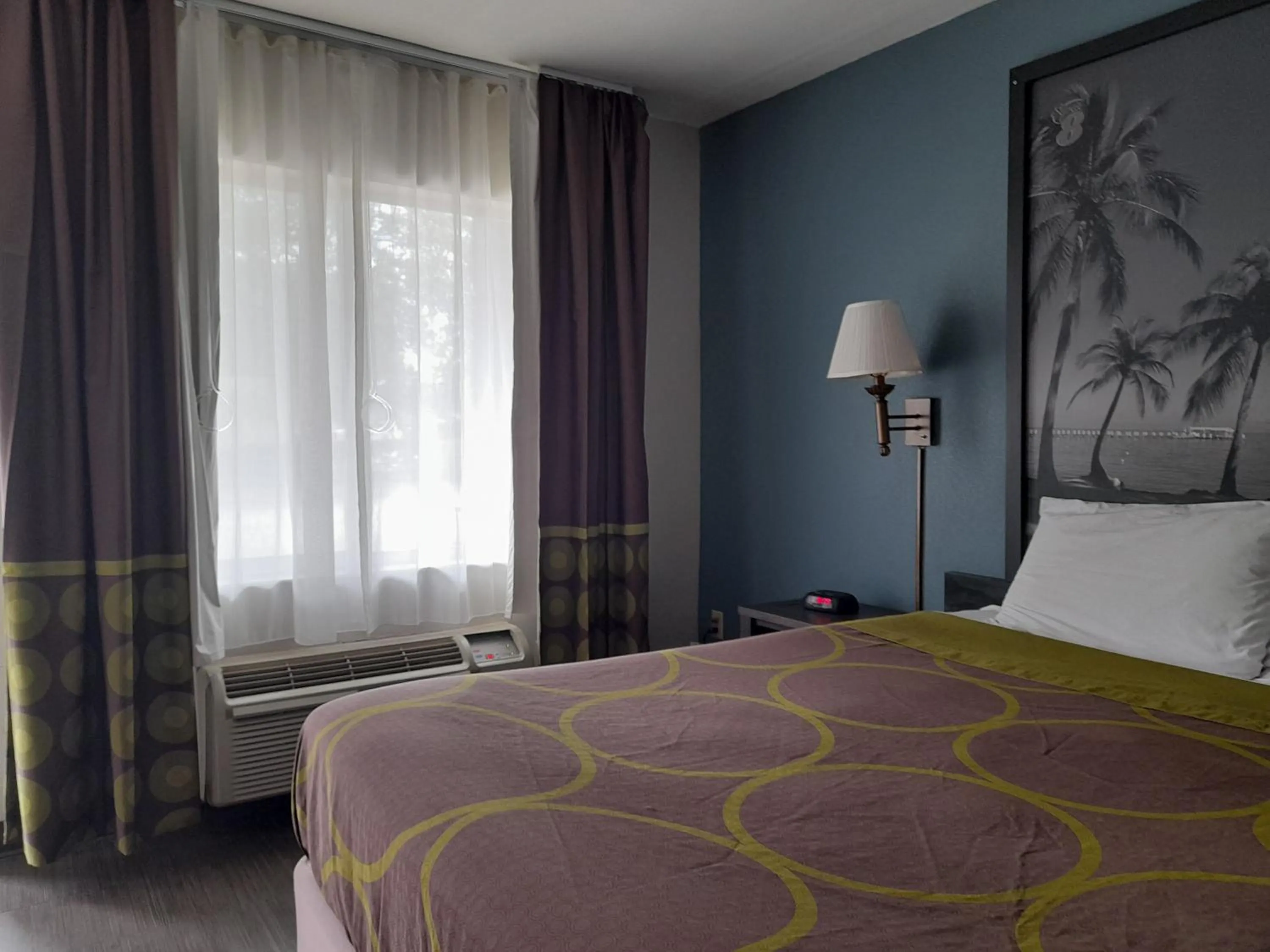 air conditioner, Bed in Super 8 Motel by Wyndham near Fort Lauderdale Arpt