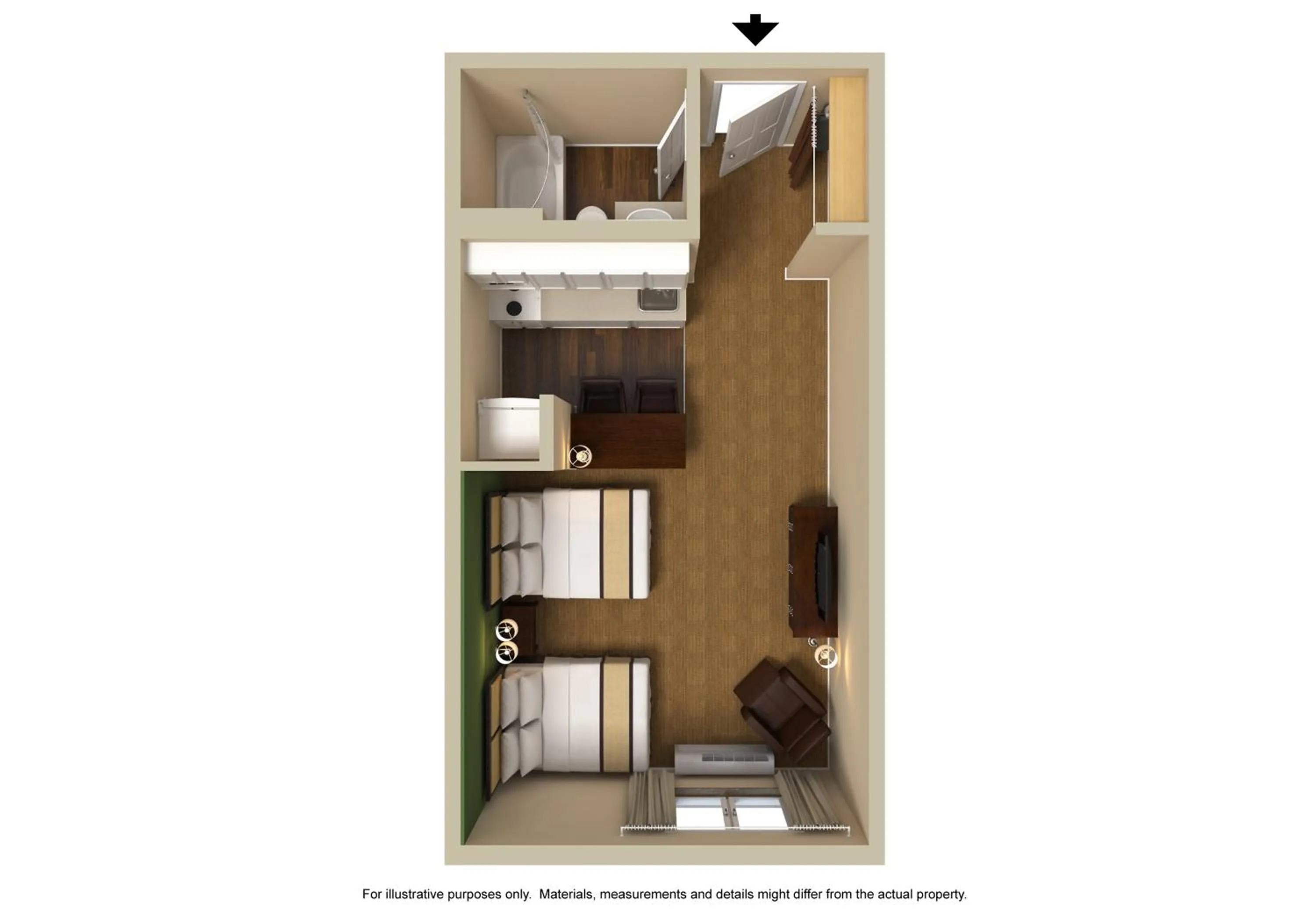 Floor plan in Extended Stay America Suites - Merrillville - US Rte 30