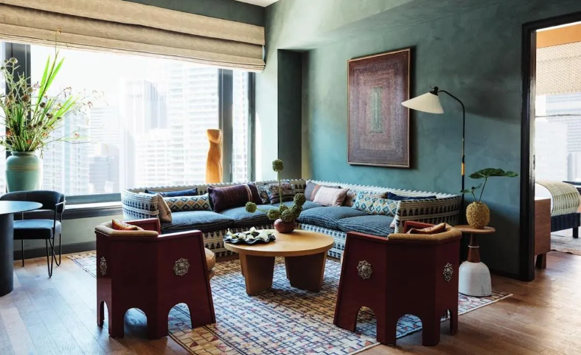 Living room in Downtown Los Angeles Proper Hotel, a Member of Design Hotels