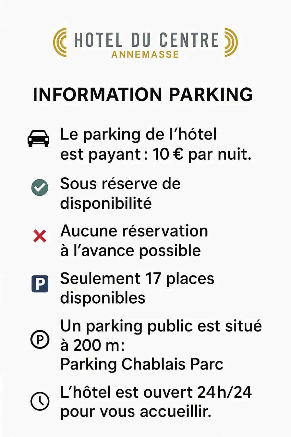 Parking in Hôtel Du Centre Annemasse