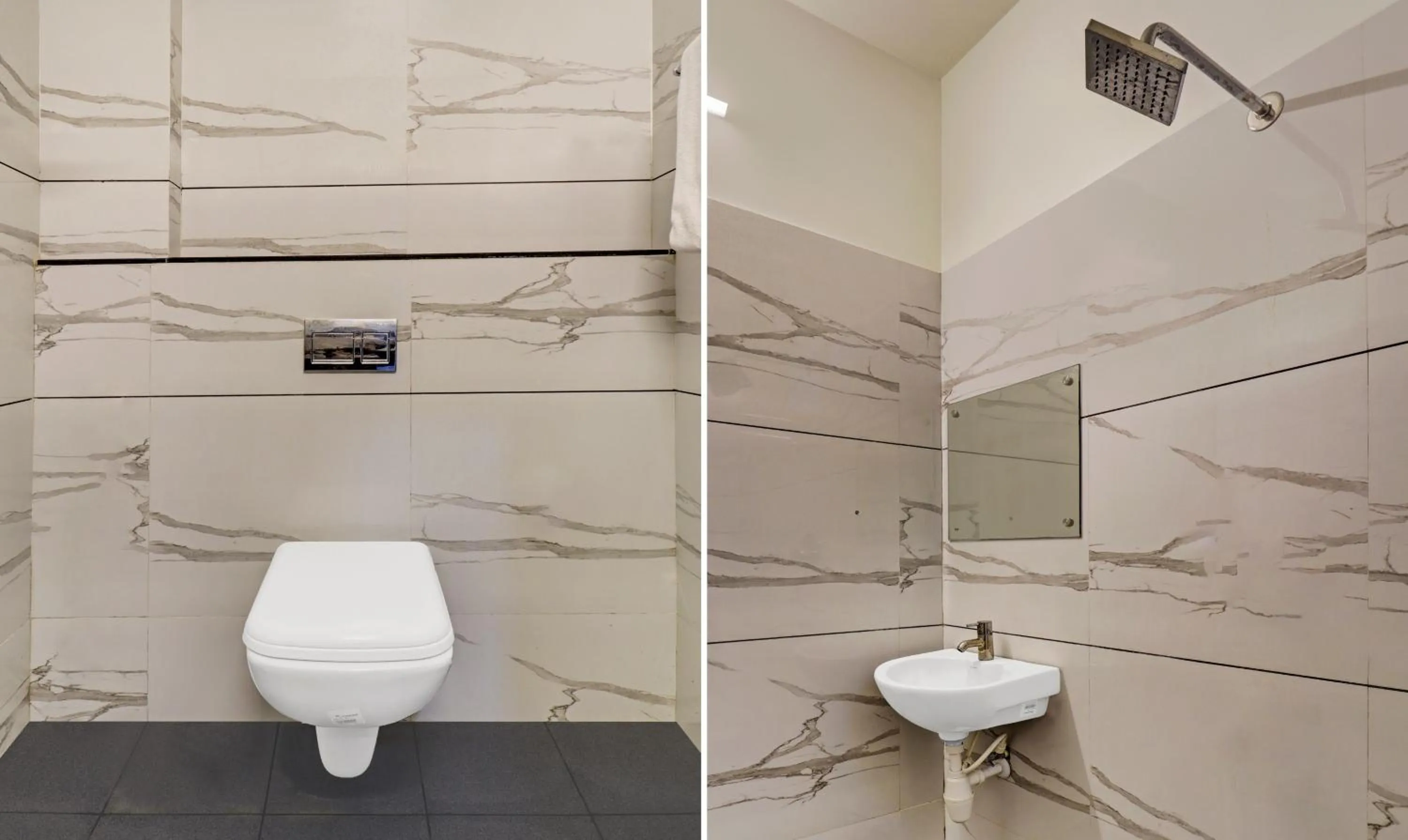 Bathroom in Itsy Hotels Harsha Comforts,600 Mts From Coffee Museum