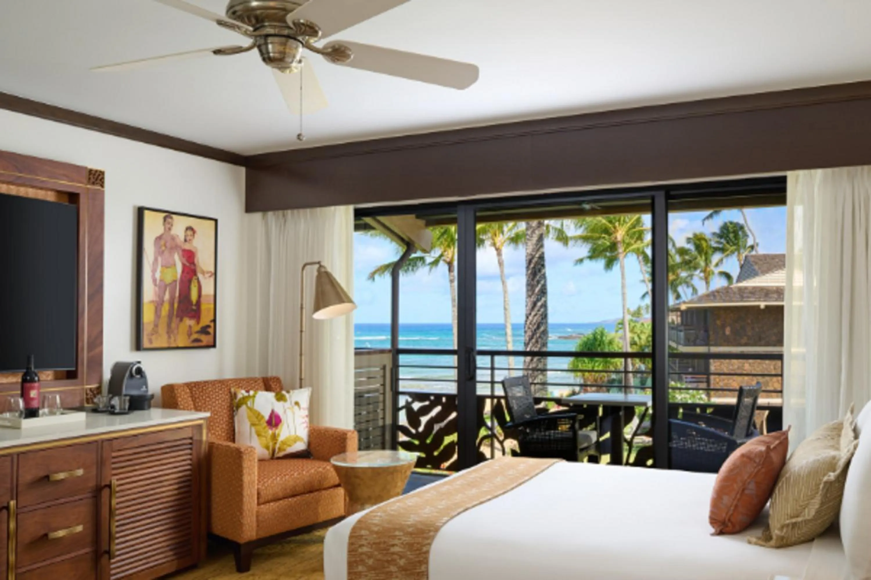 View (from property/room), Bed in Koa Kea Resort on Poipu Beach