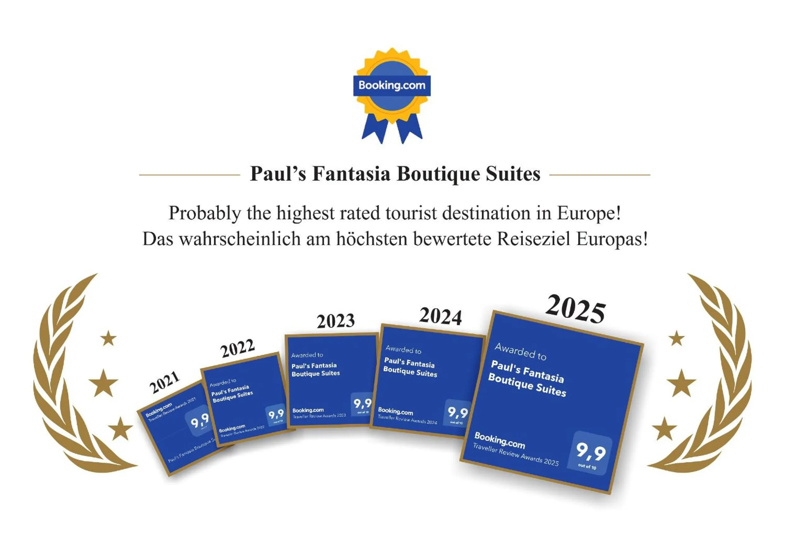 Certificate/Award in Paul's Fantasia Boutique Suites