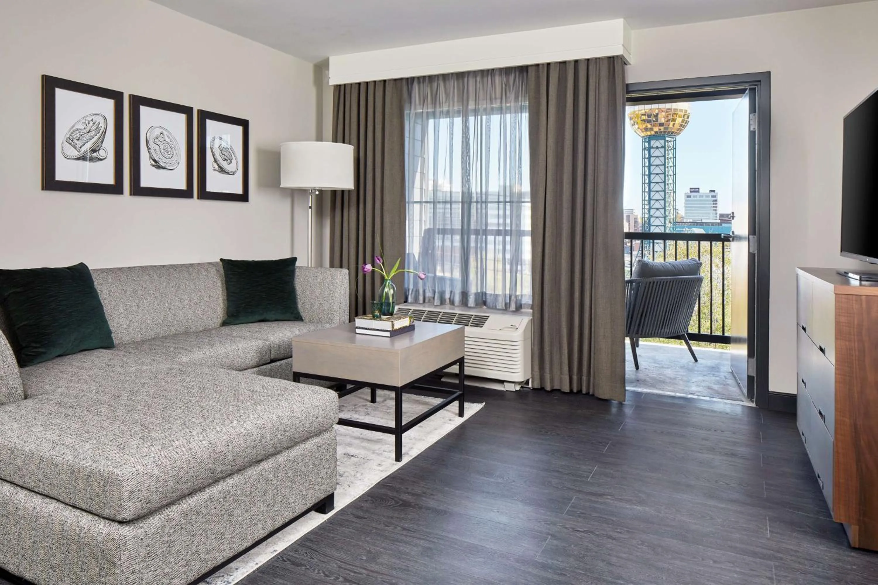 Living room in Cumberland House Knoxville, Tapestry Collection by Hilton