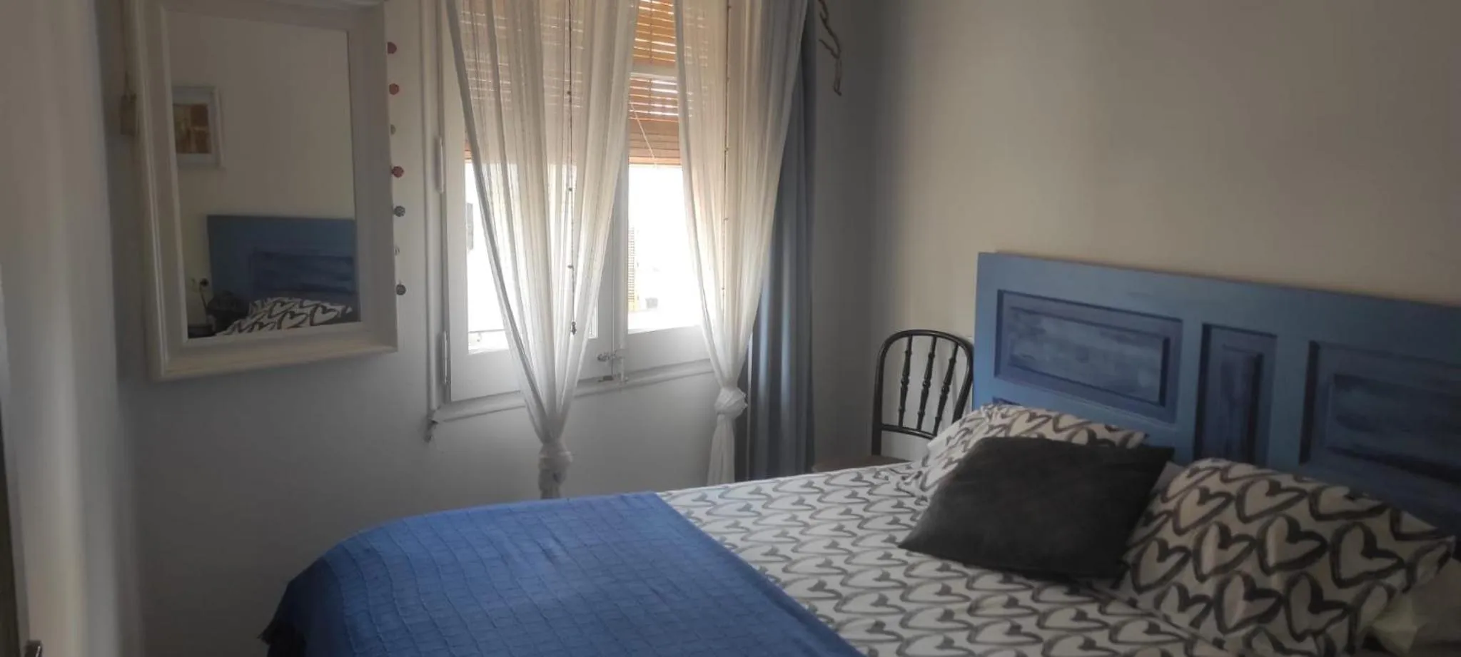 Bedroom, Bed in BLAU