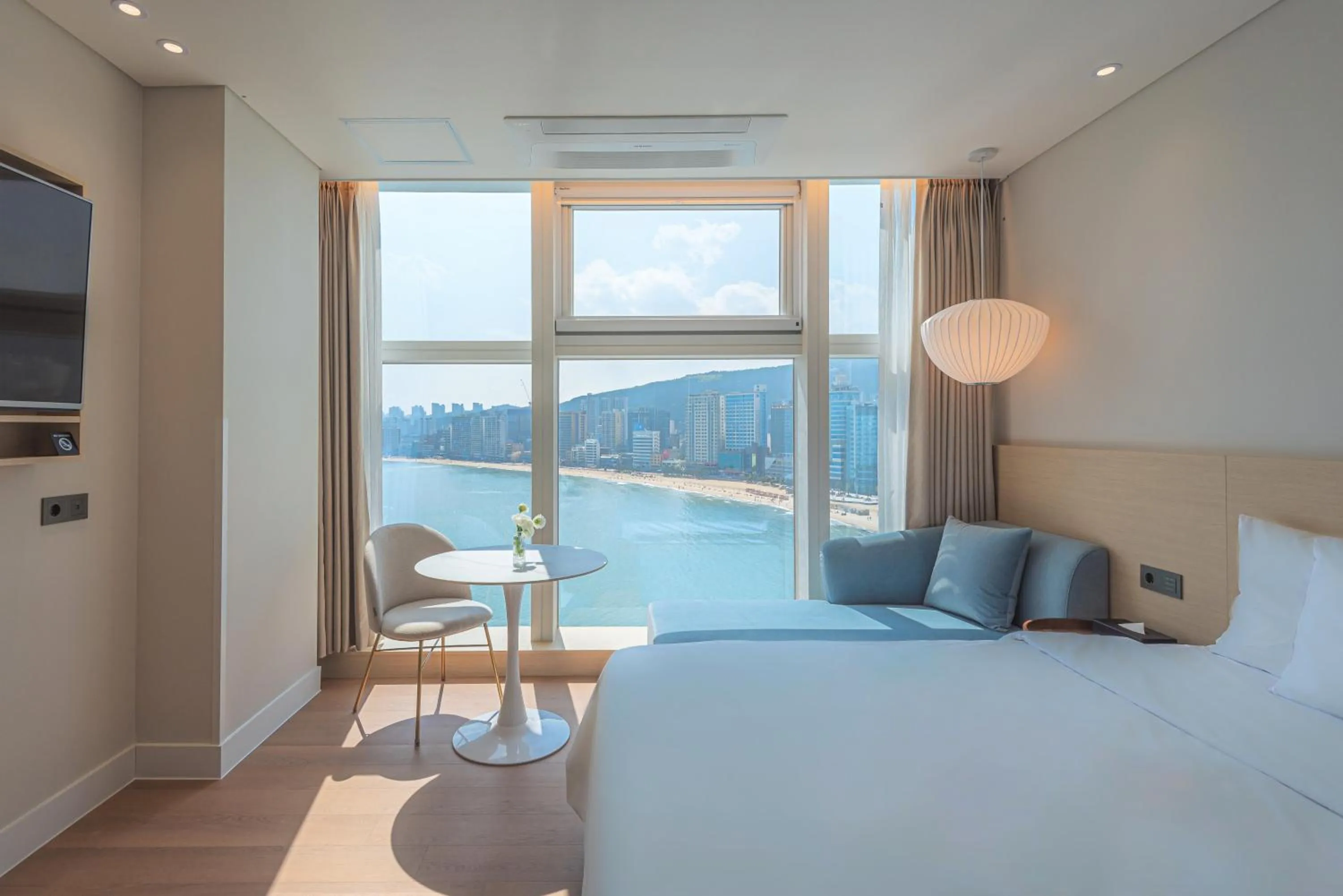 Bed in Hotel Marine view