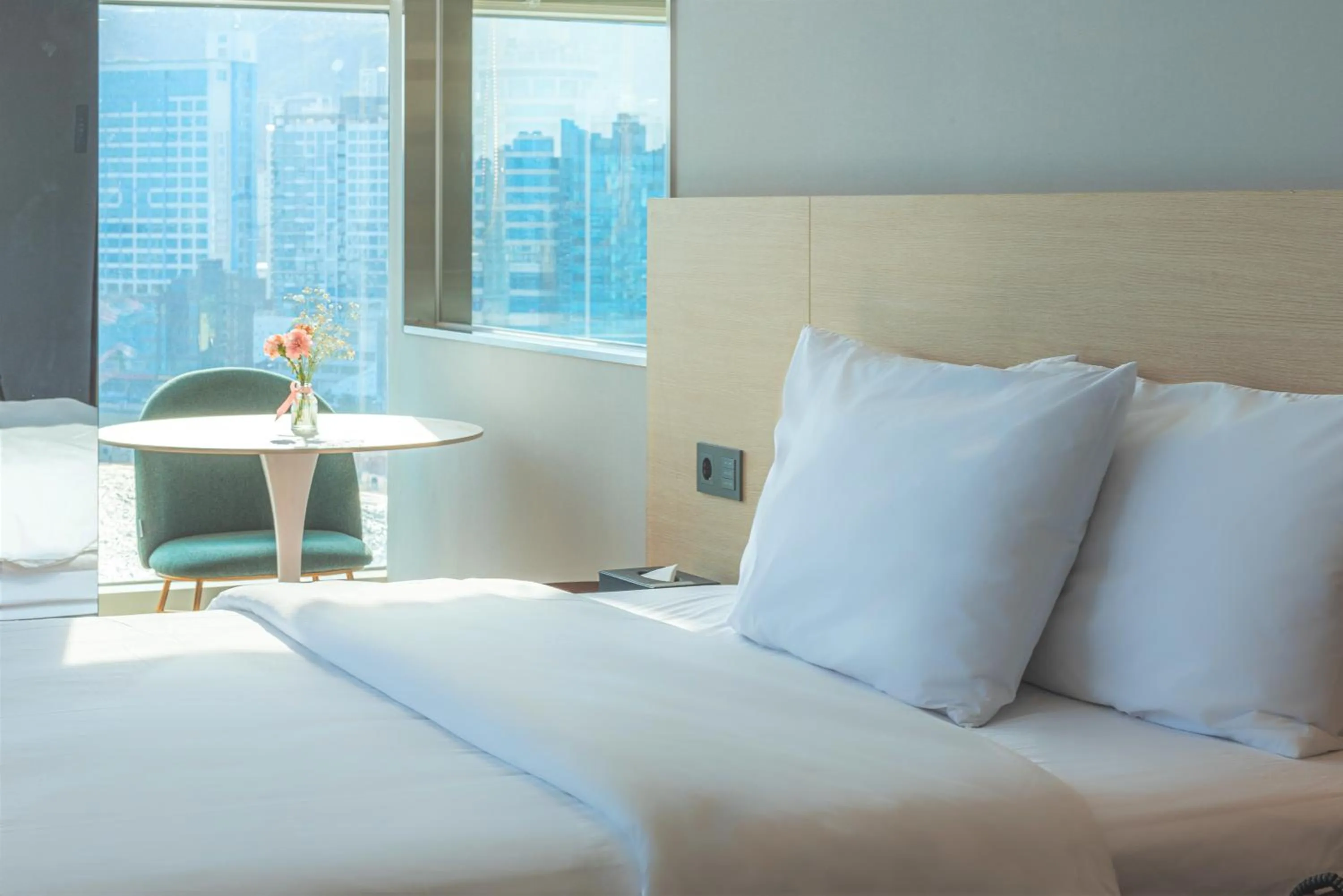 Bed in Hotel Marine view