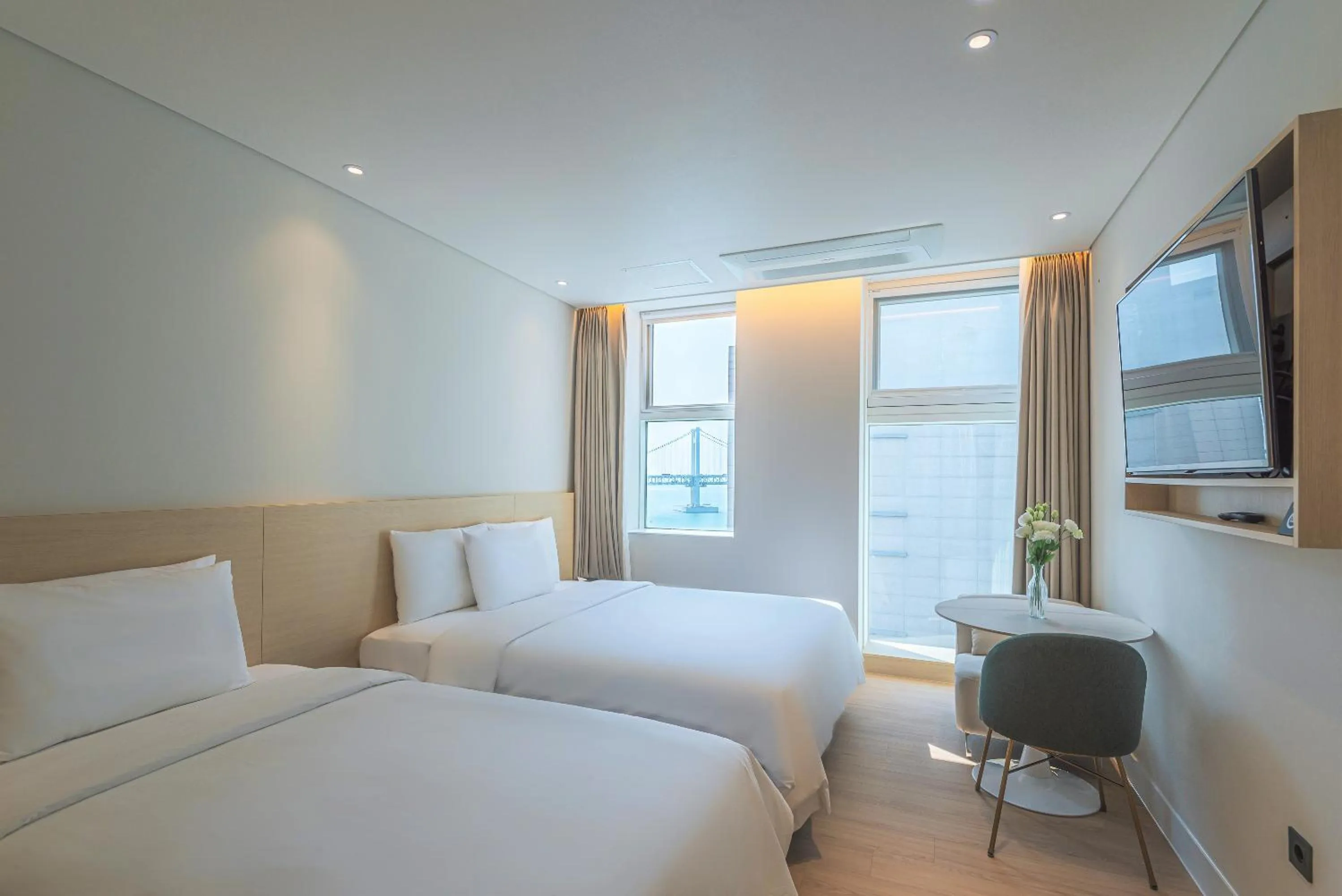 Bed in Hotel Marine view