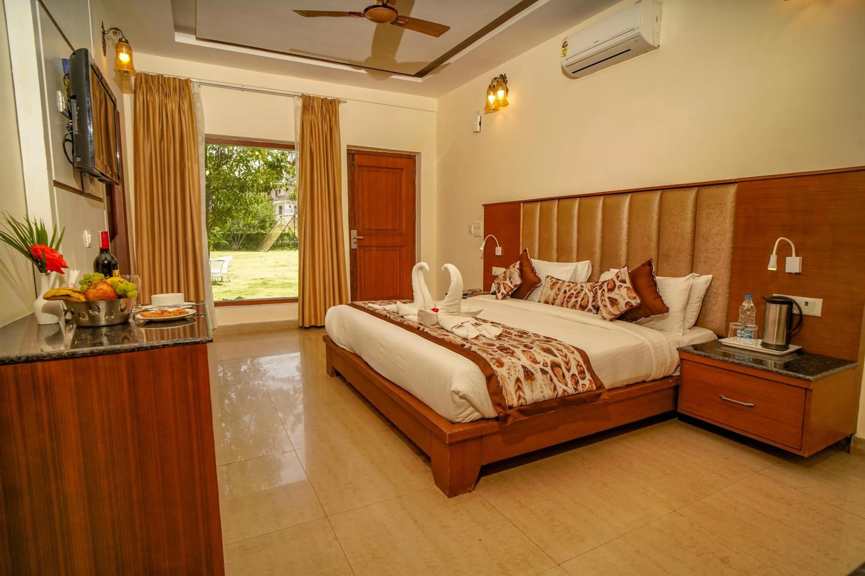 View (from property/room), Bed in Excel Hotels and Resorts Bhimtal
