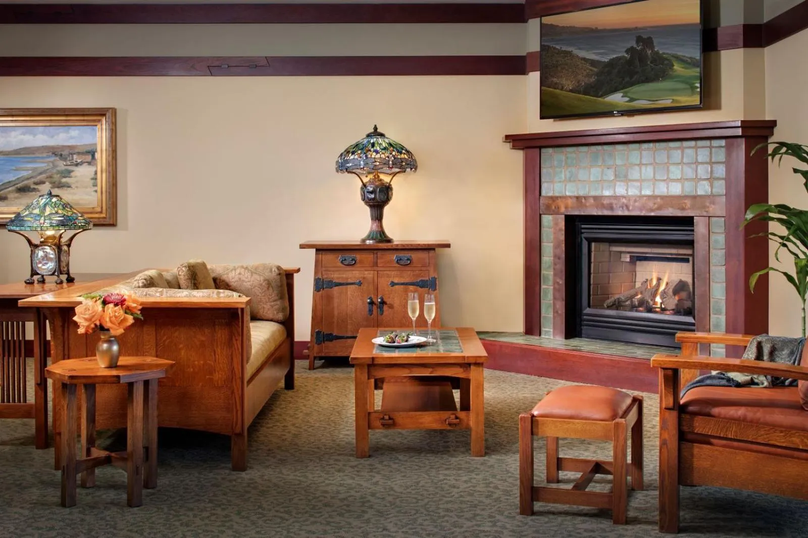 Living room in The Lodge at Torrey Pines