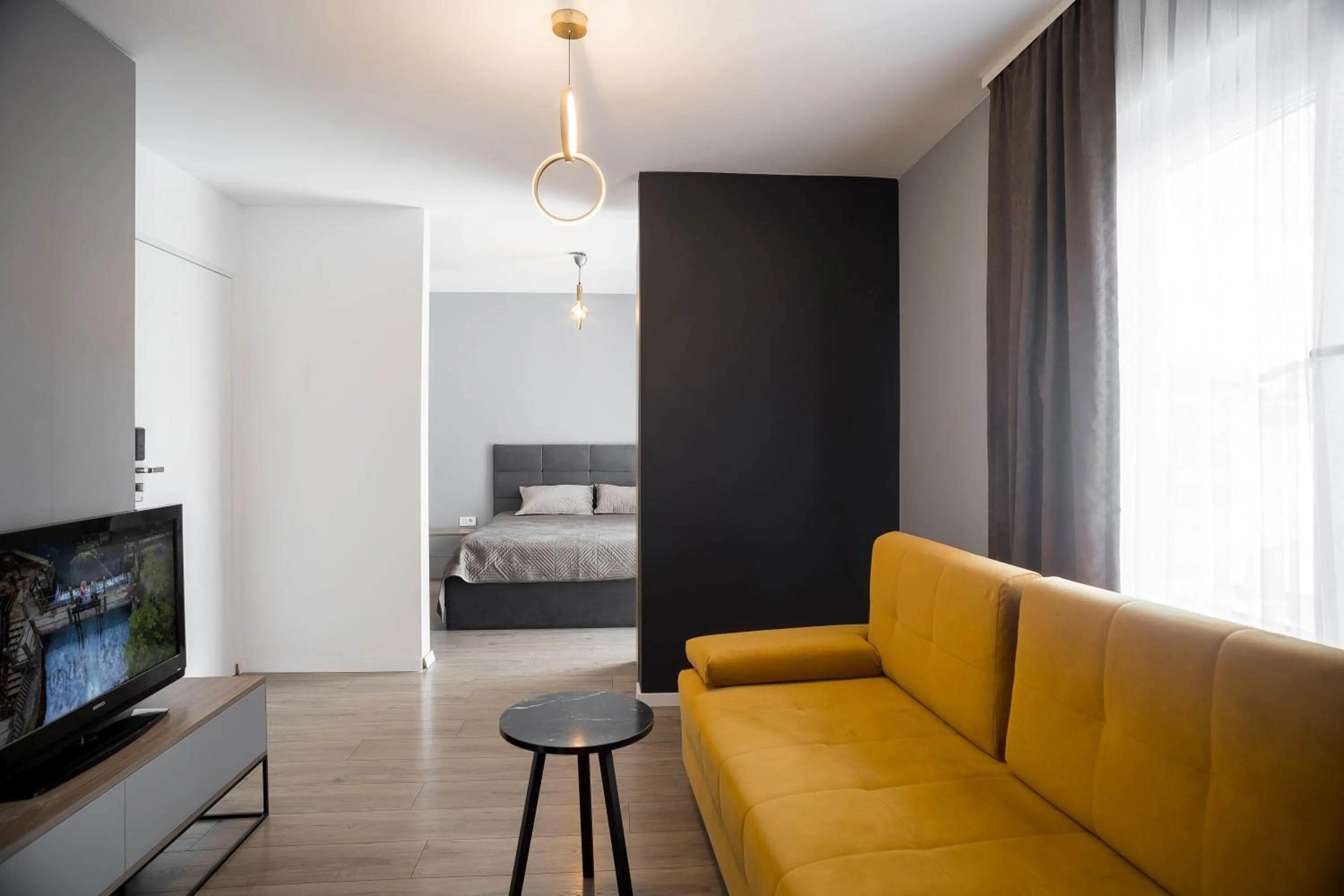 Living room, Bed in Lux Apartments