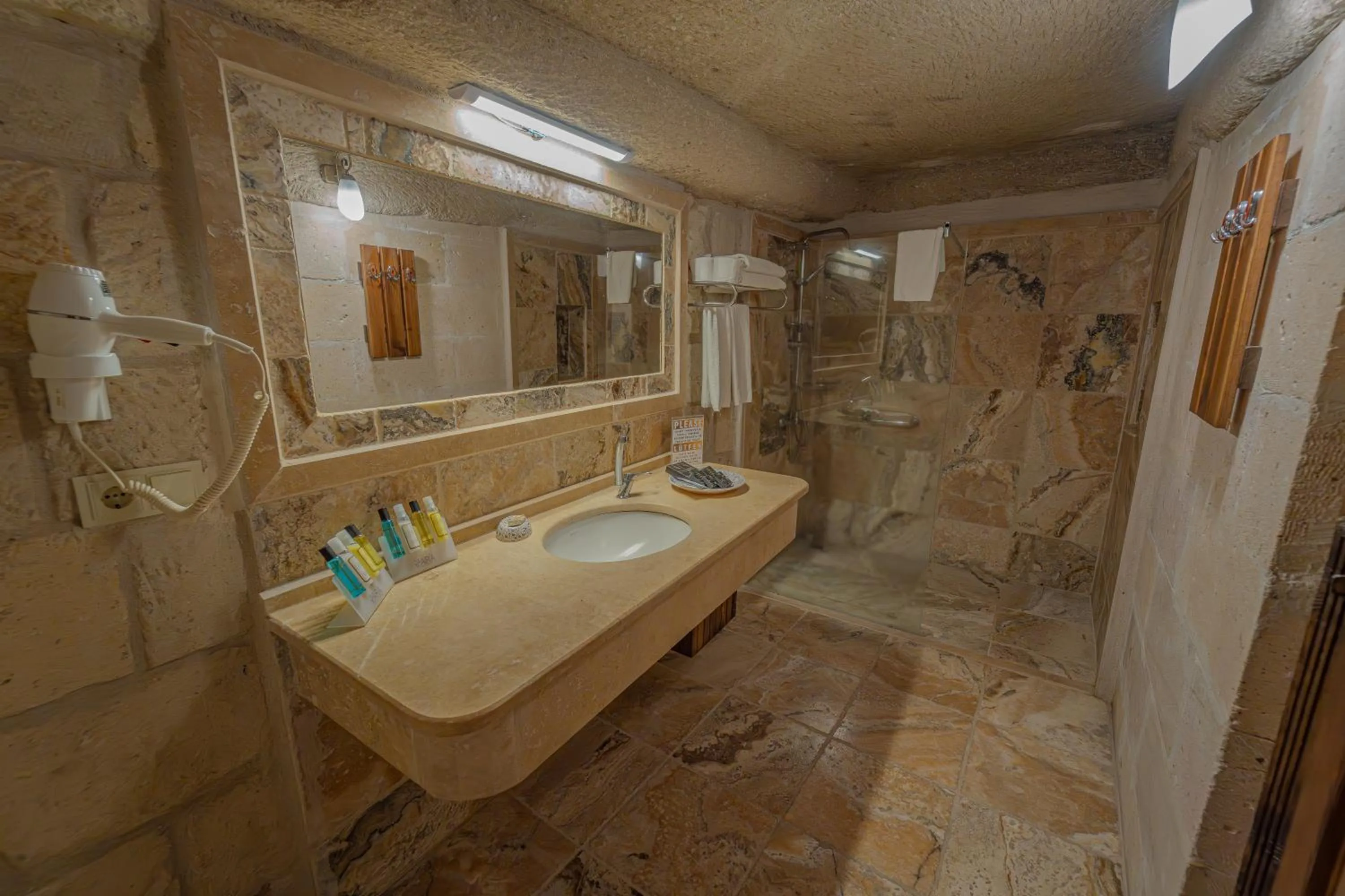 Shower in Zara Cave Hotel