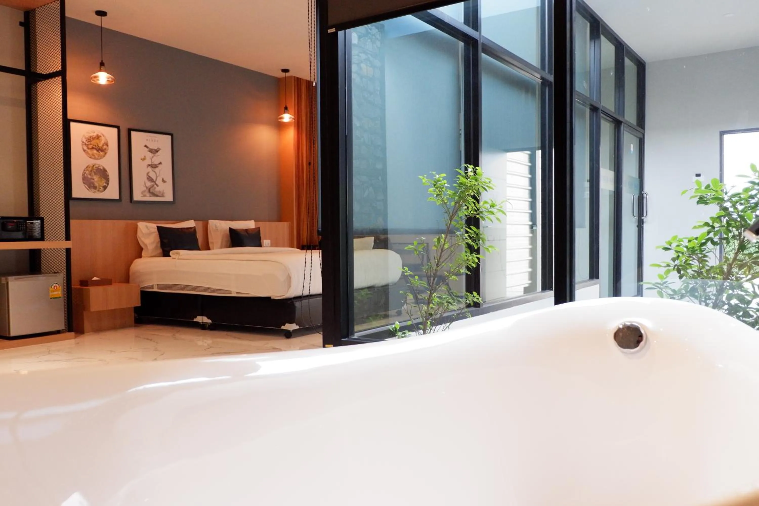 Bathroom, Bed in Chill D Resort Buriram