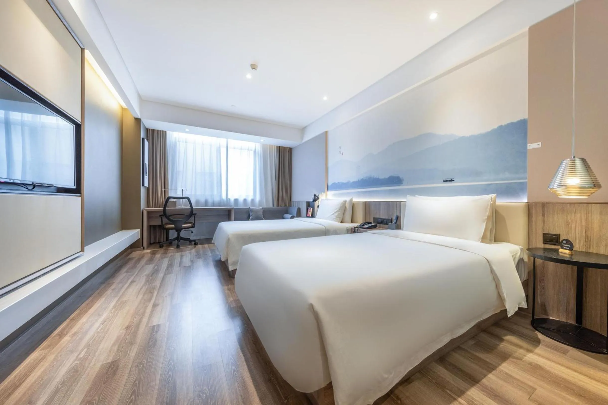 Bed in Atour Hotel Hongqiao Hub National Exhibition Center Shanghai