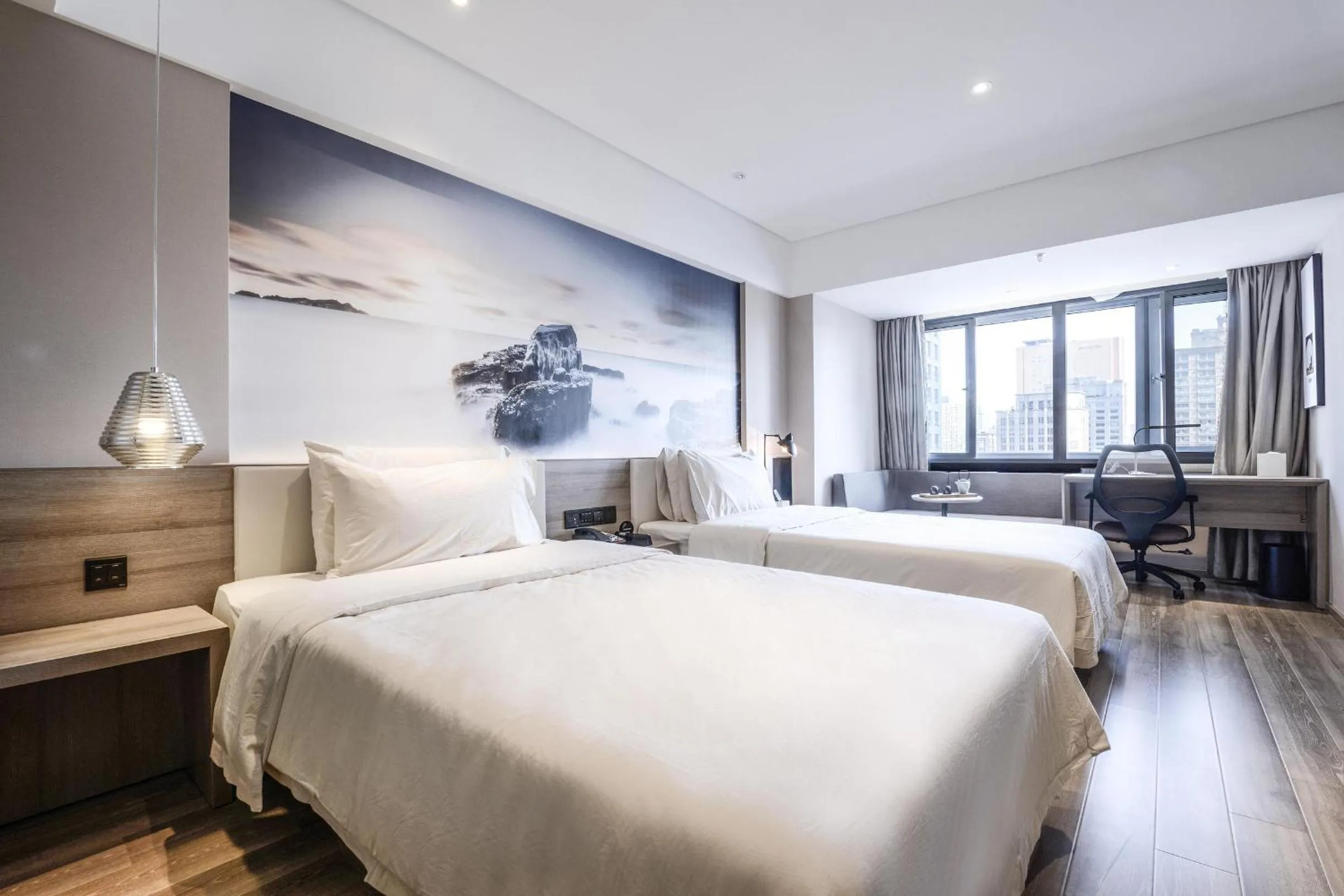 Bed in Atour Hotel Railway Station Dalian