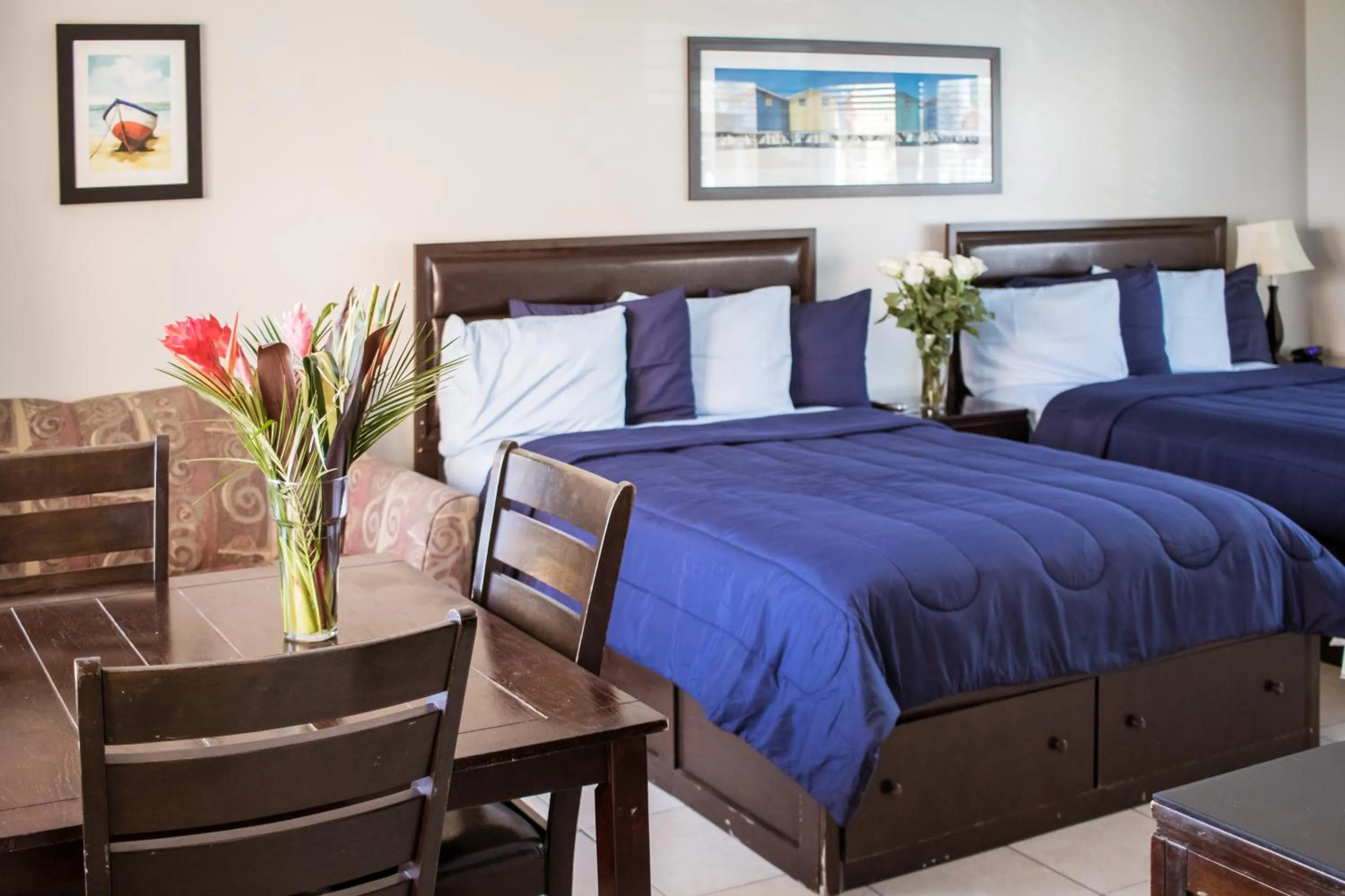 Bed in Riptide Oceanfront Hotel