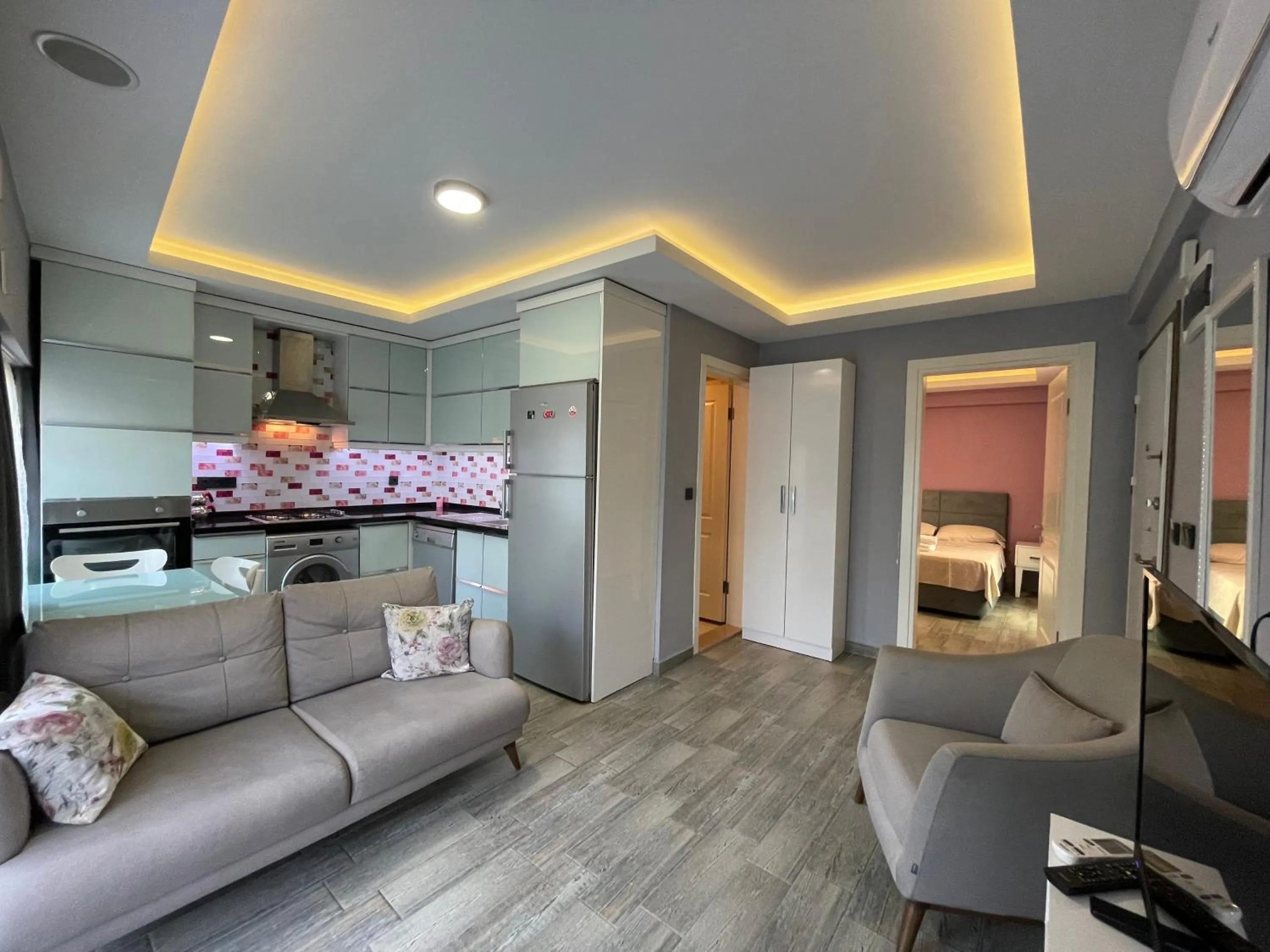 Kitchen or kitchenette, Bed in X SUITE APART