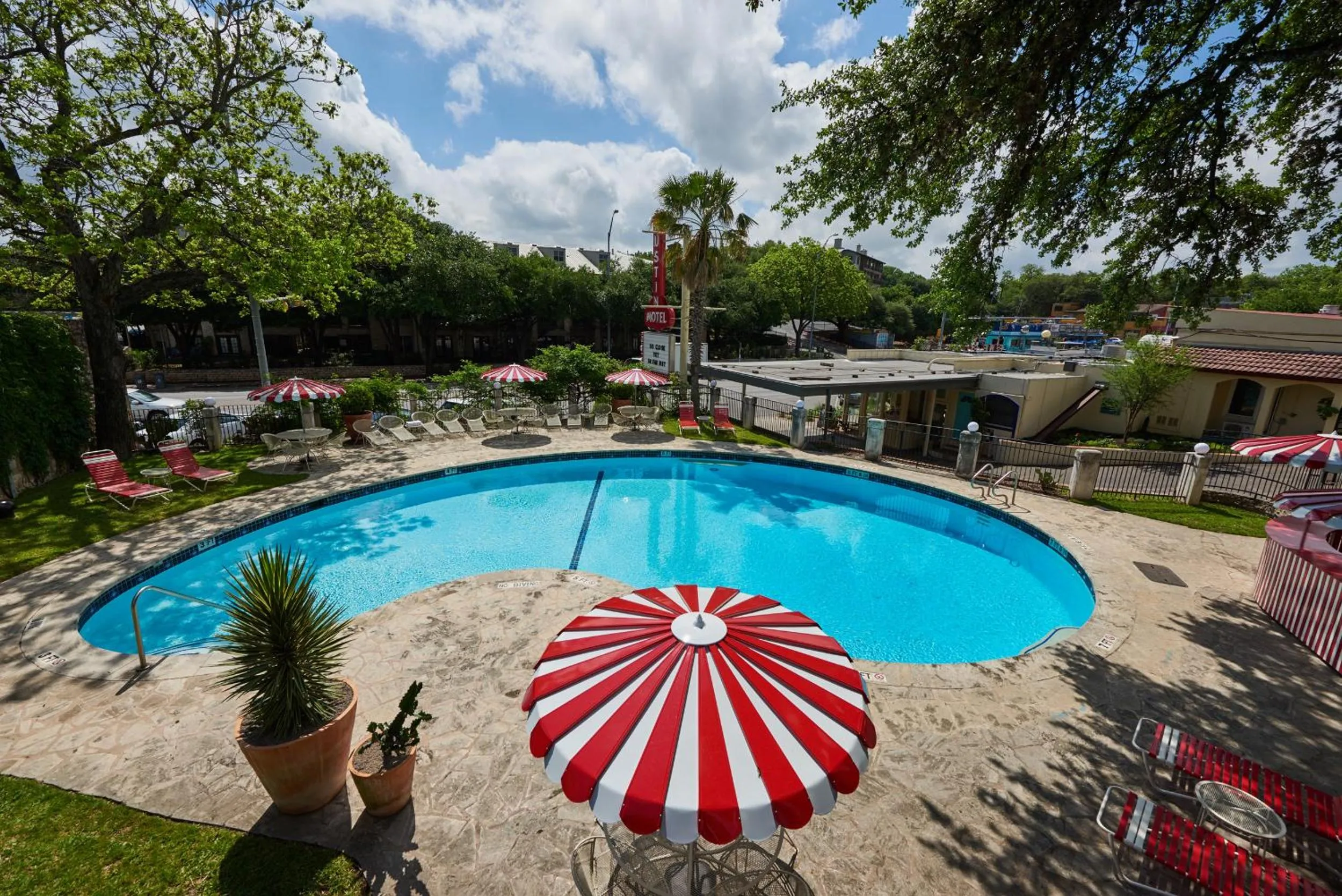 Pool view in Austin Motel