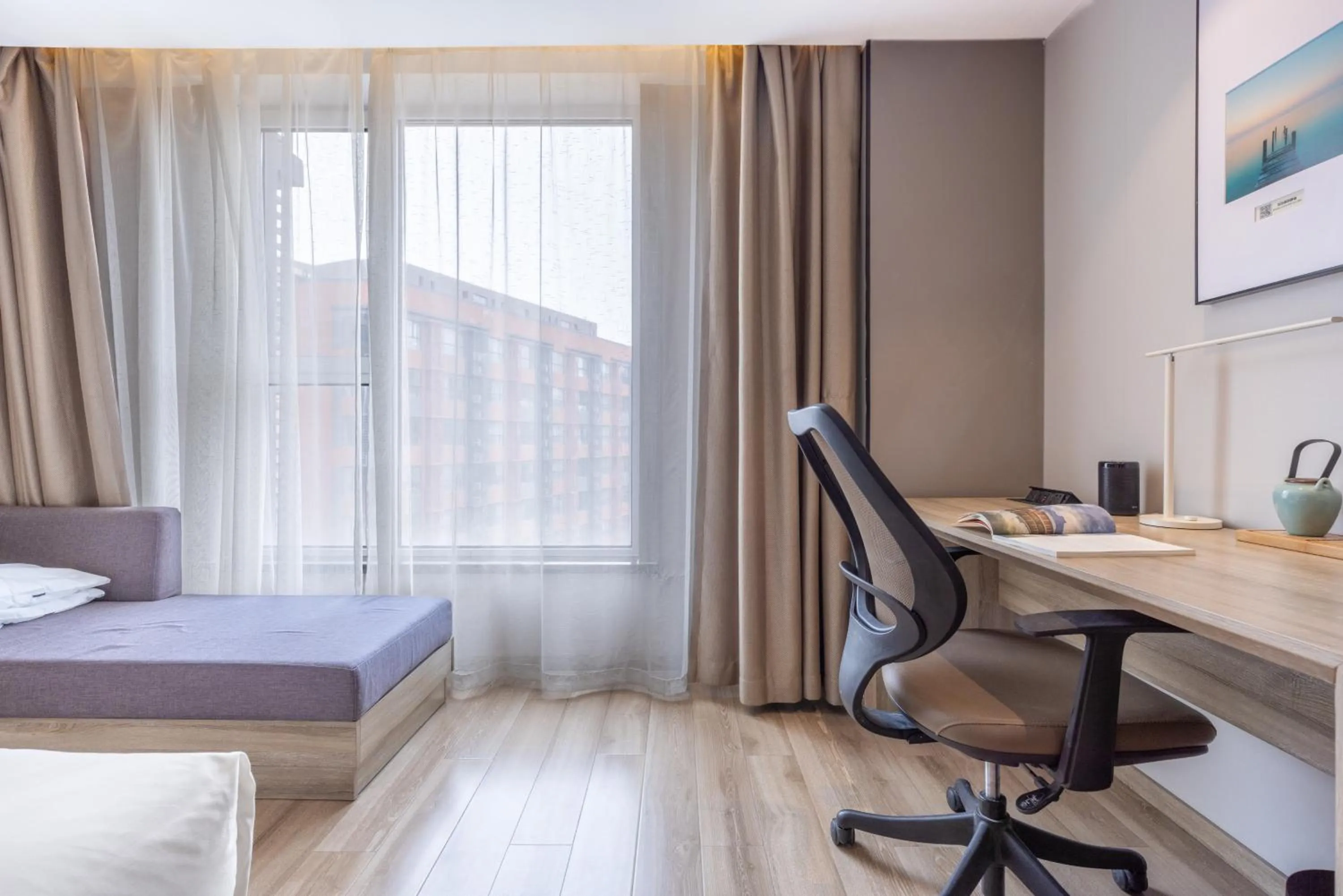 Bed in Atour Hotel Qingdao Airport Chengyang Wanxianghui