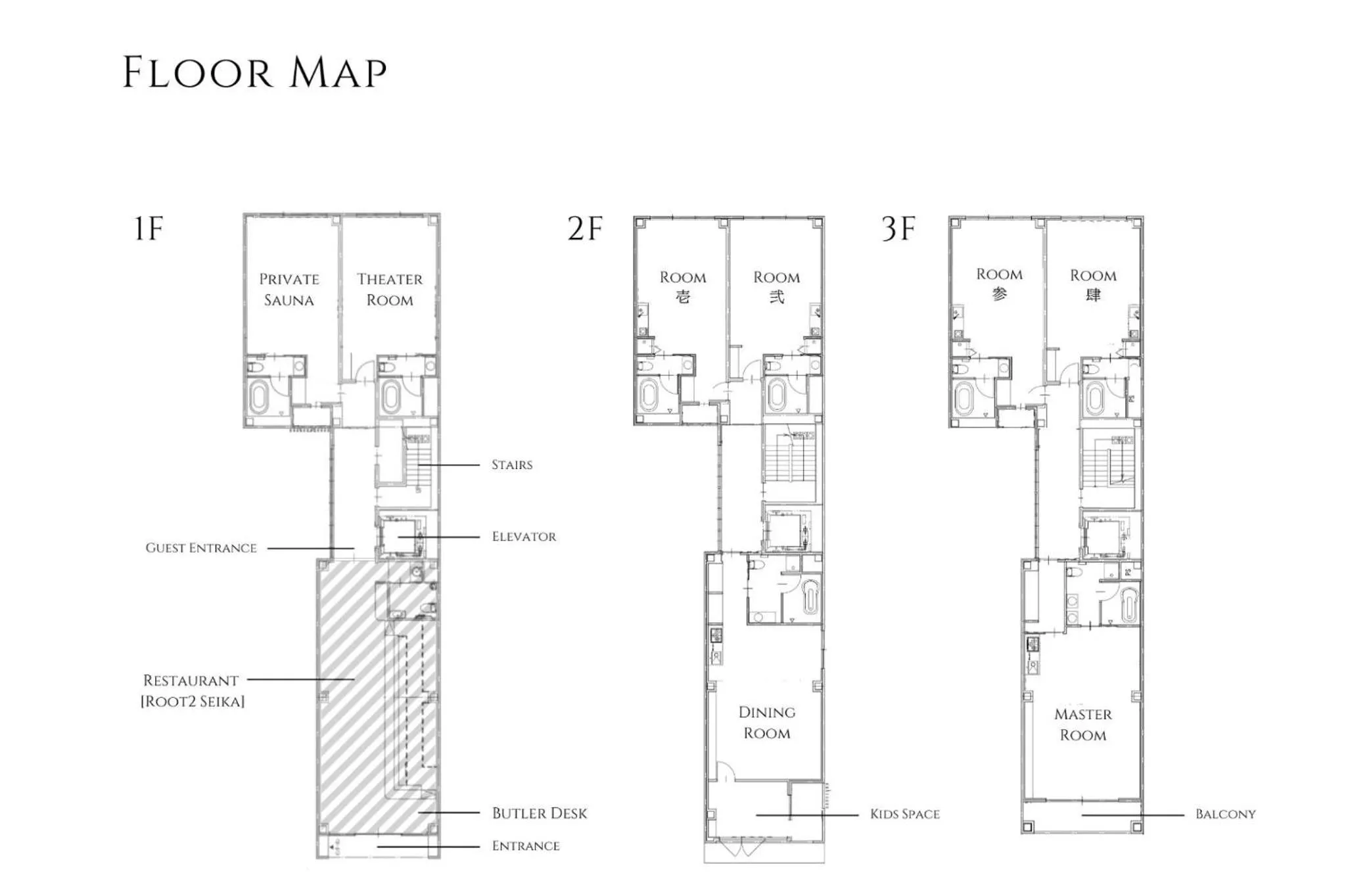 Floor plan in THE ROOT2 HOTEL