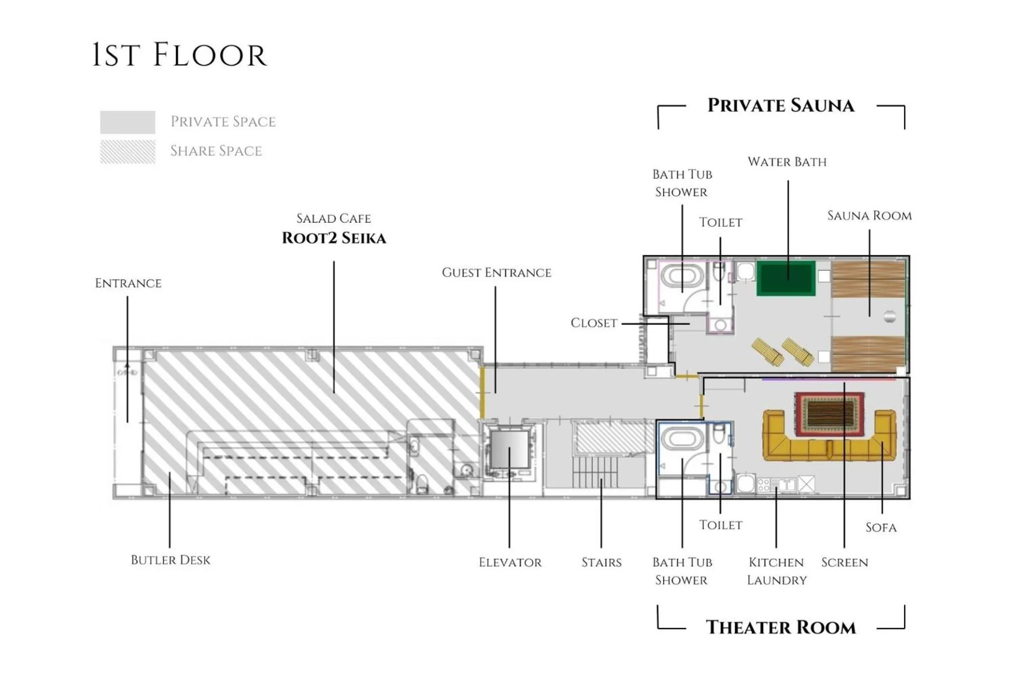 Floor plan in THE ROOT2 HOTEL