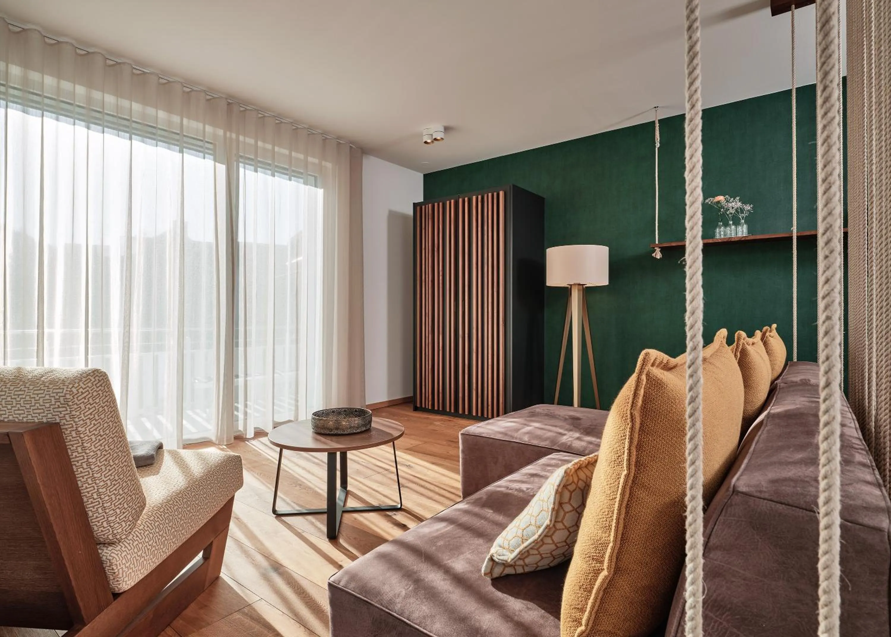 Living room, Bed in WaldFunkeln LODGE