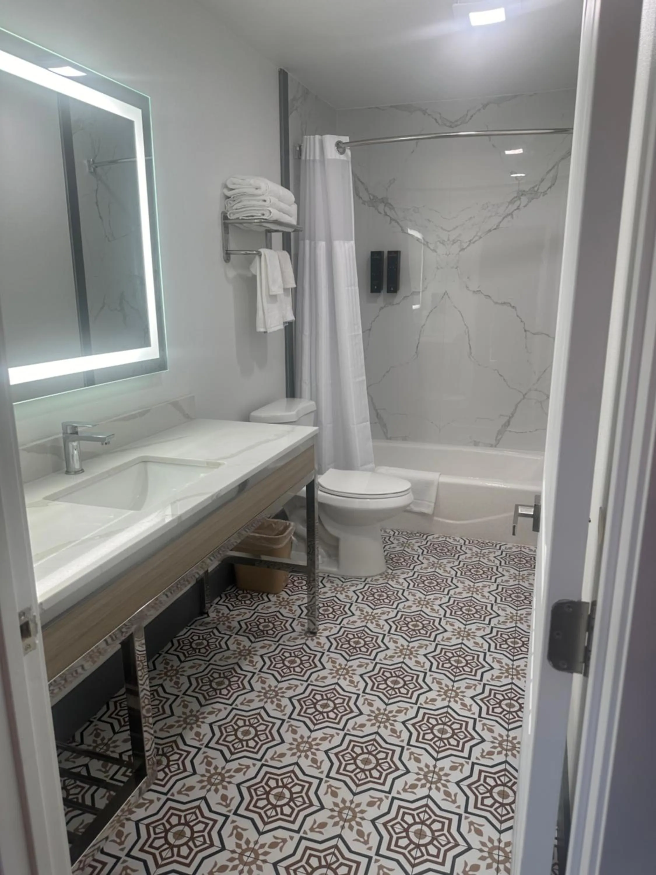 Bathroom in Super 8 by Wyndham Oceanside Downtown