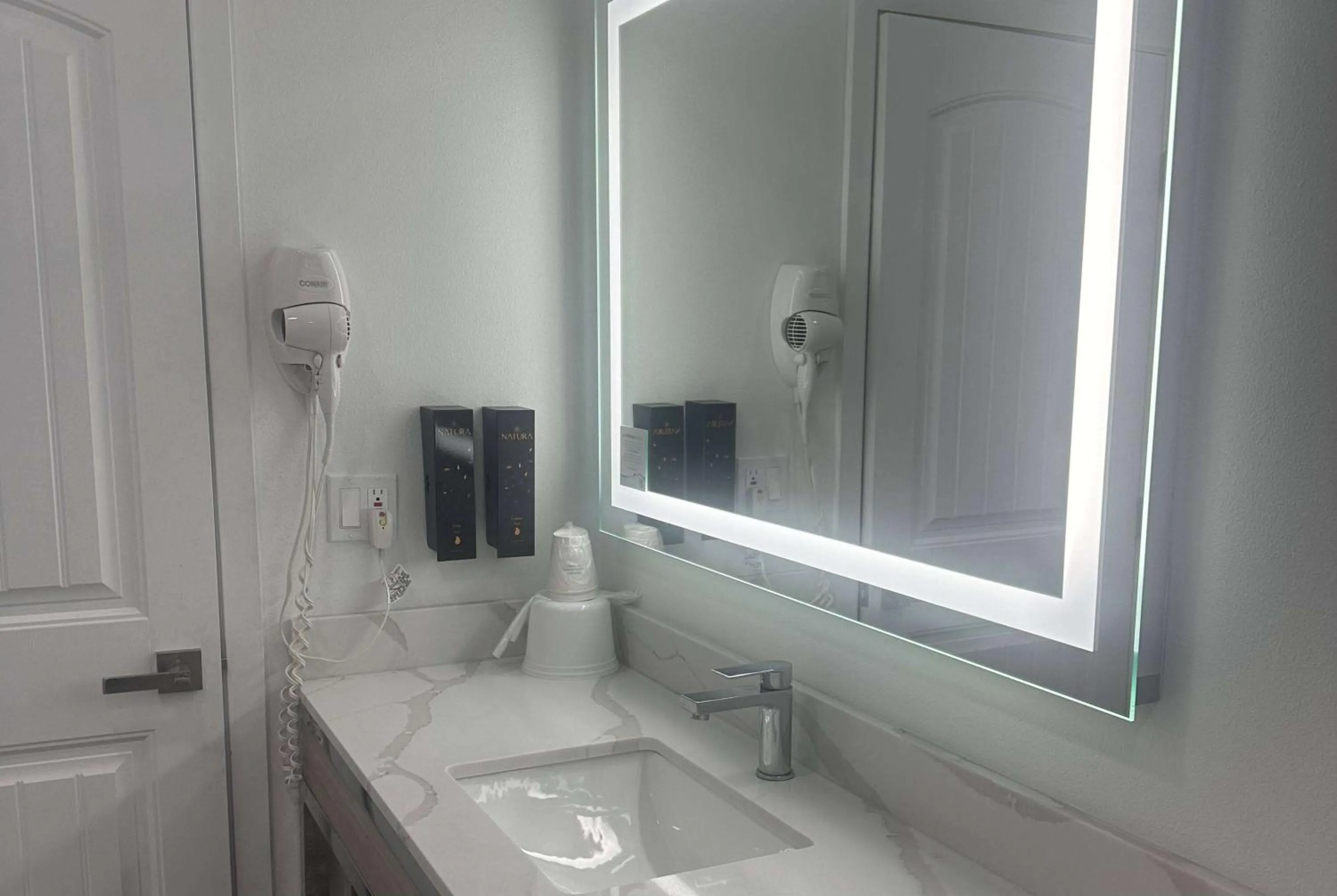 Bathroom in Super 8 by Wyndham Oceanside Downtown