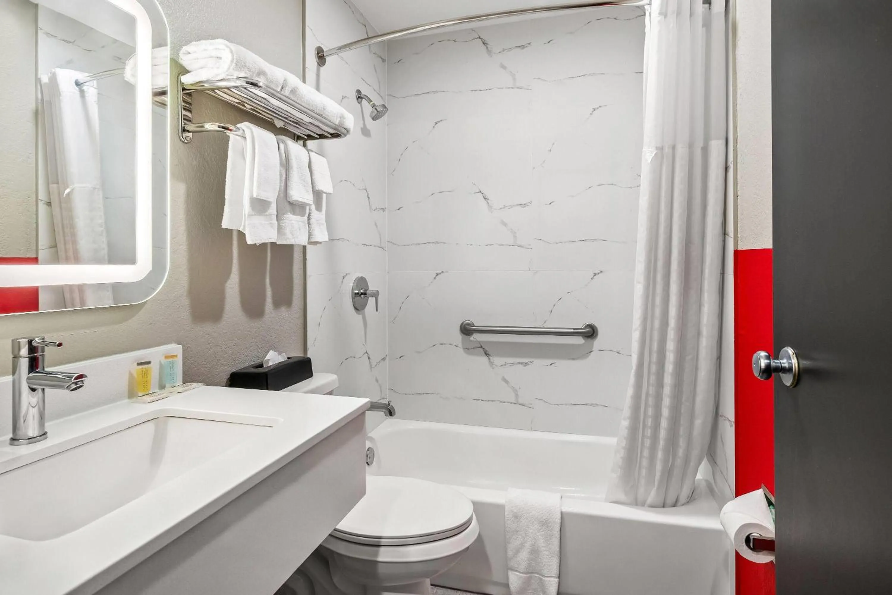 Bathroom in Super 8 by Wyndham Lewiston Auburn Area