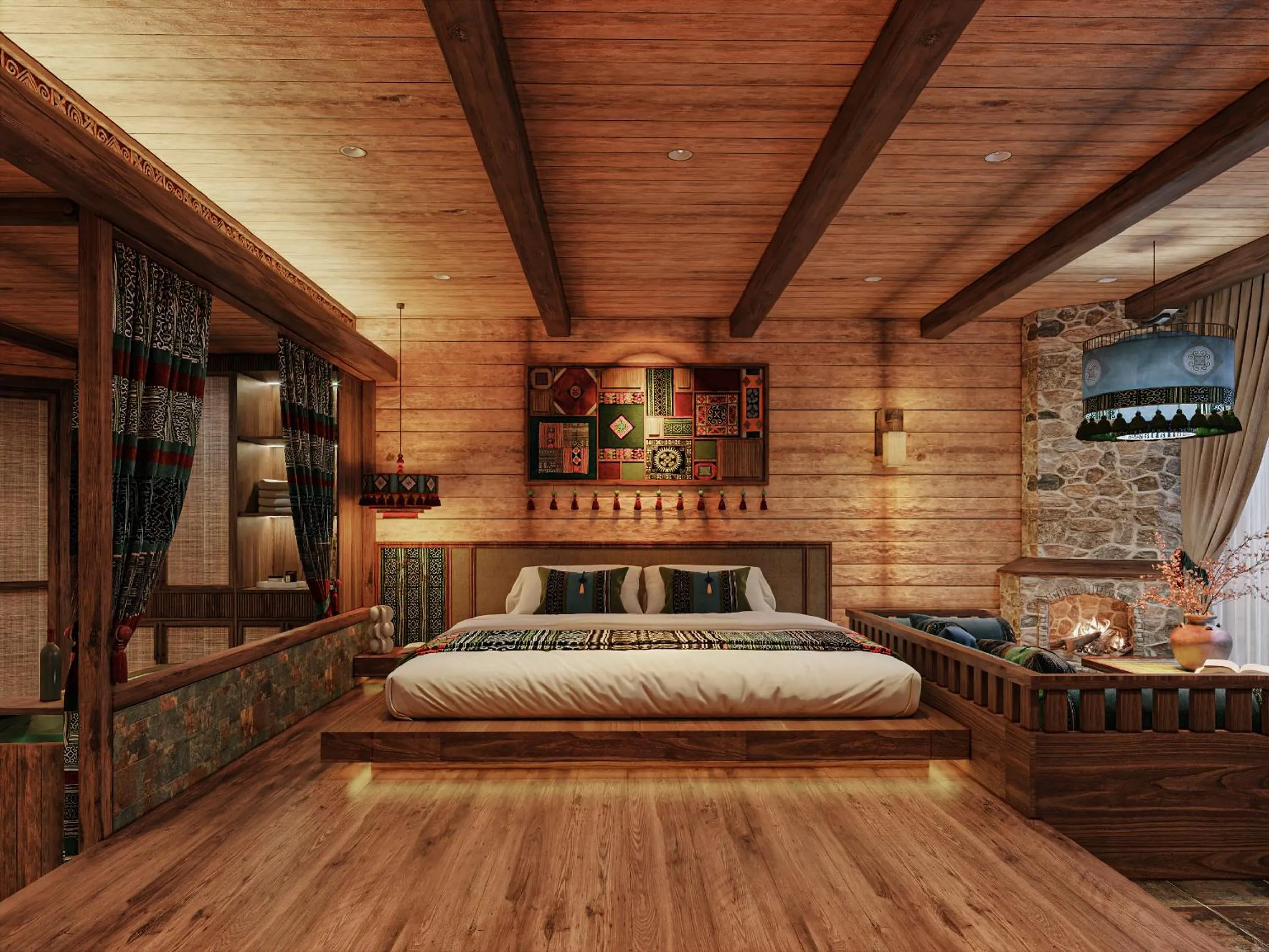 Living room, Bed in Laxsik Ecolodge