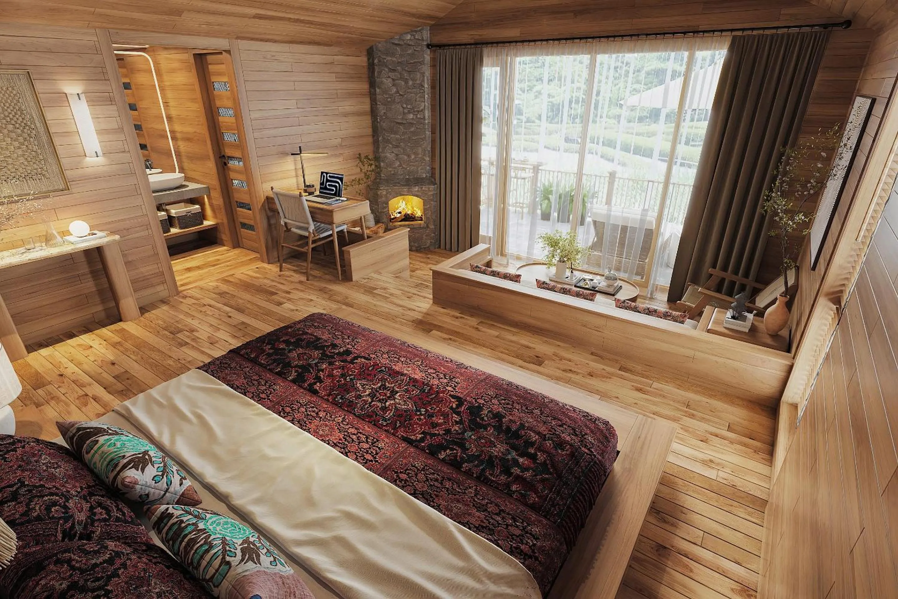 Photo of the whole room, Bed in Laxsik Ecolodge