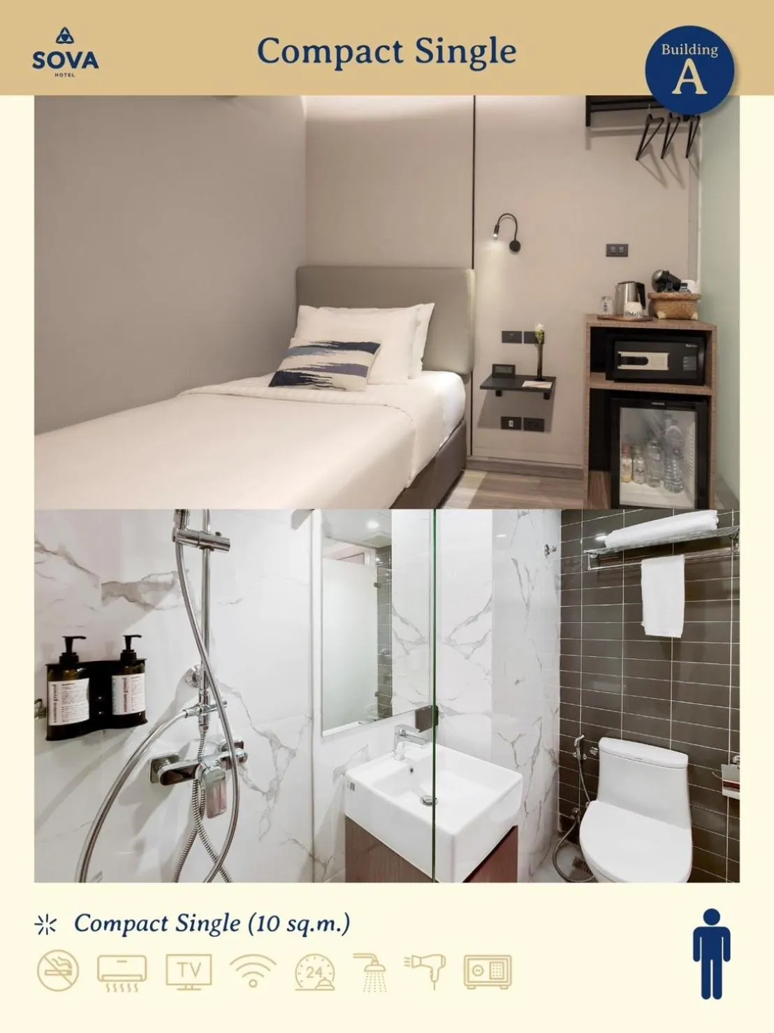 Bed in SOVA Hotel Bangkok