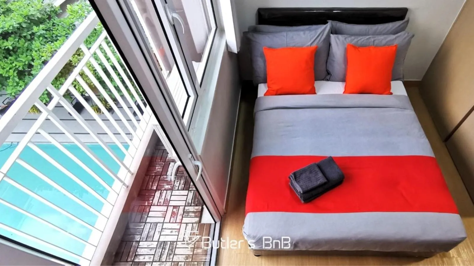 Swimming pool, Bed in Butler's BnB @ Trees Residences QC Phil