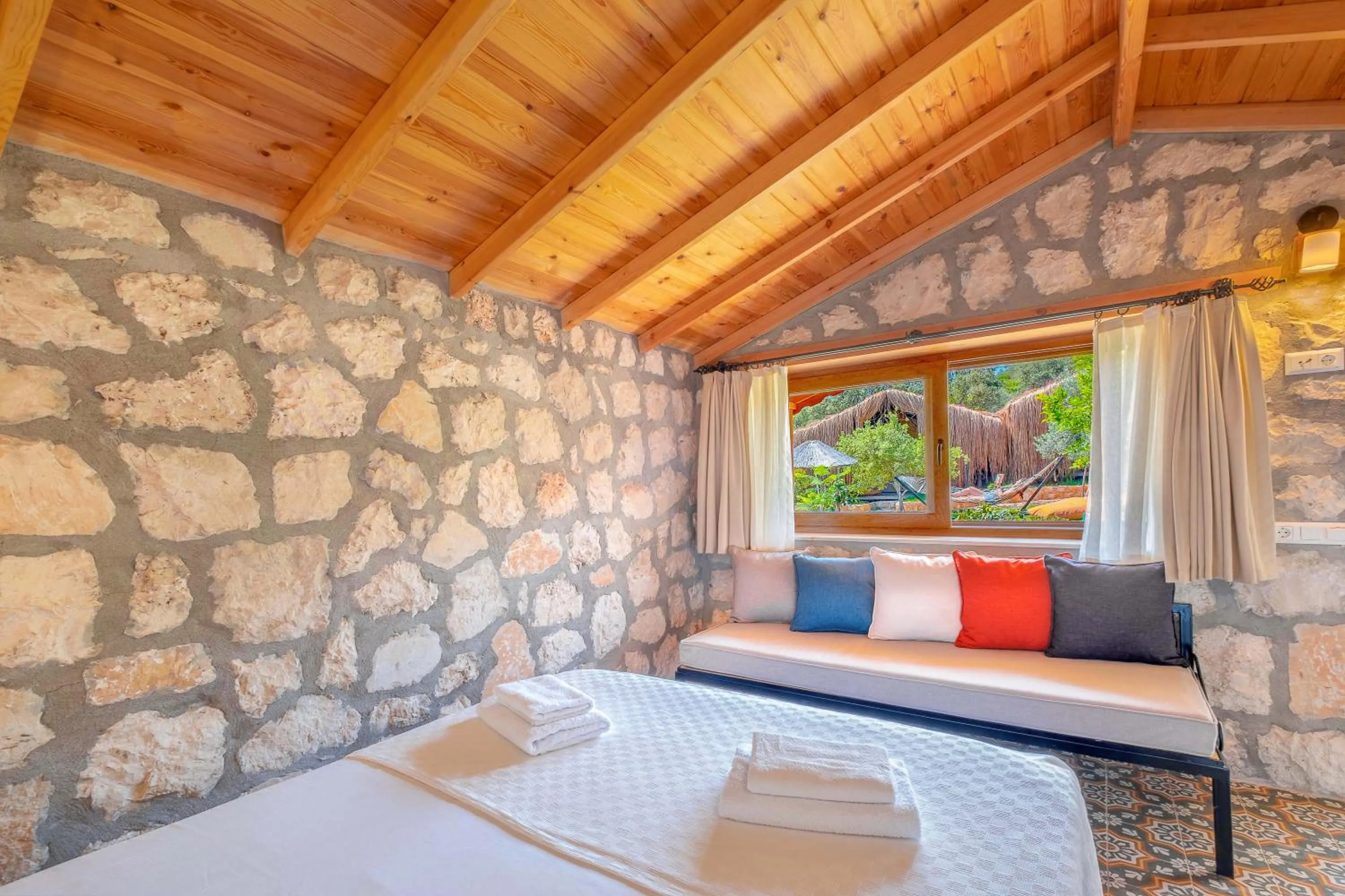 Seating area, Bed in Kaş Joy Glamping