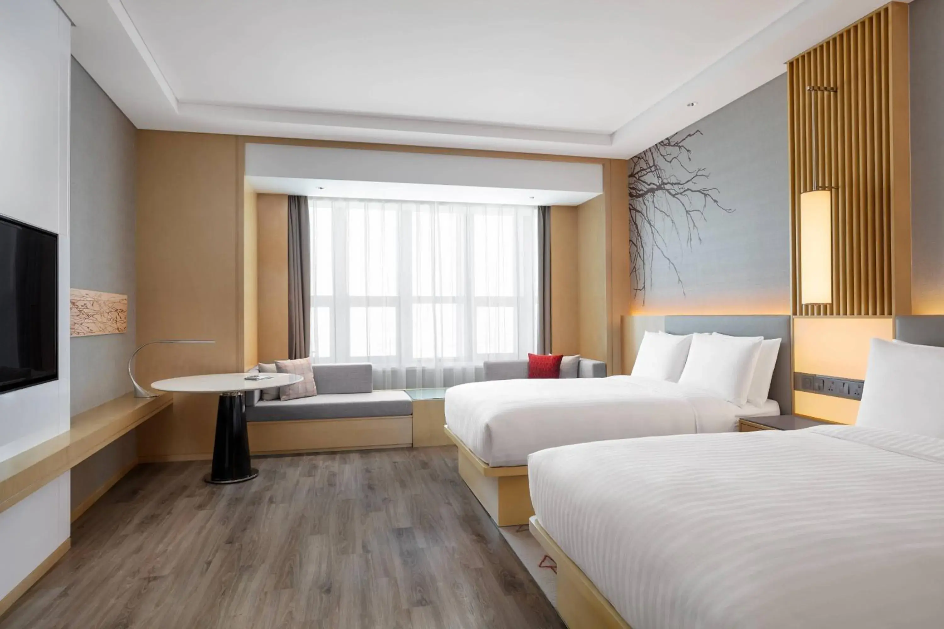 Deluxe Twin room, Guest room, 2 Double, City view in Courtyard by Marriott Shanghai Songjiang Deluxe Twin room, Guest room, 2 Double, City view in Courtyard by Marriott Shanghai Songjiang