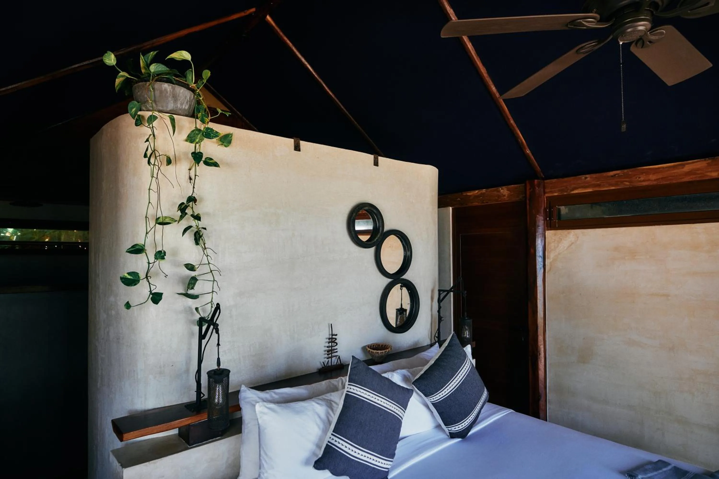 Bed in Libelula Tulum Beachfront Hotel