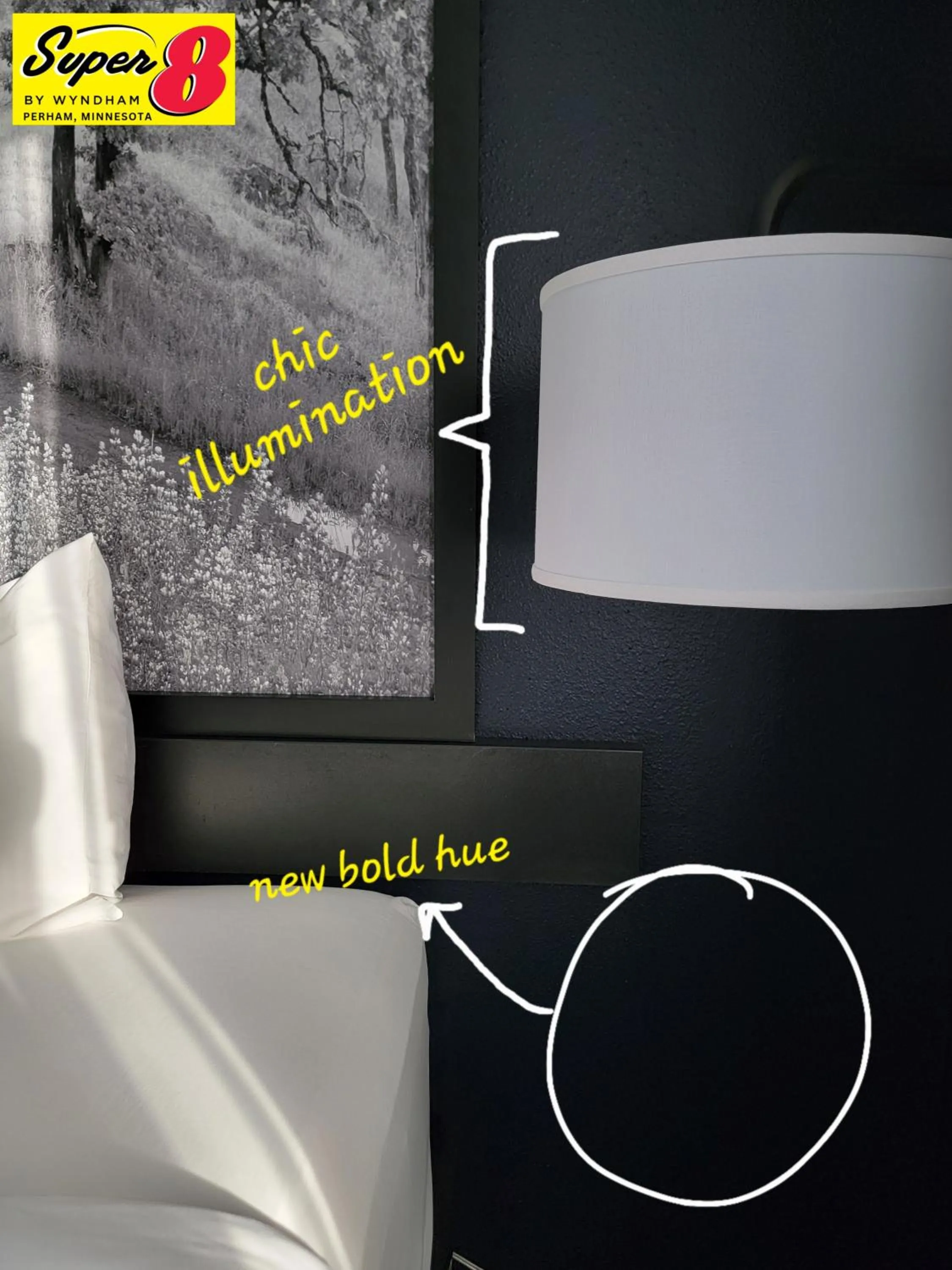 Decorative detail, Bed in Super 8 by Wyndham Perham