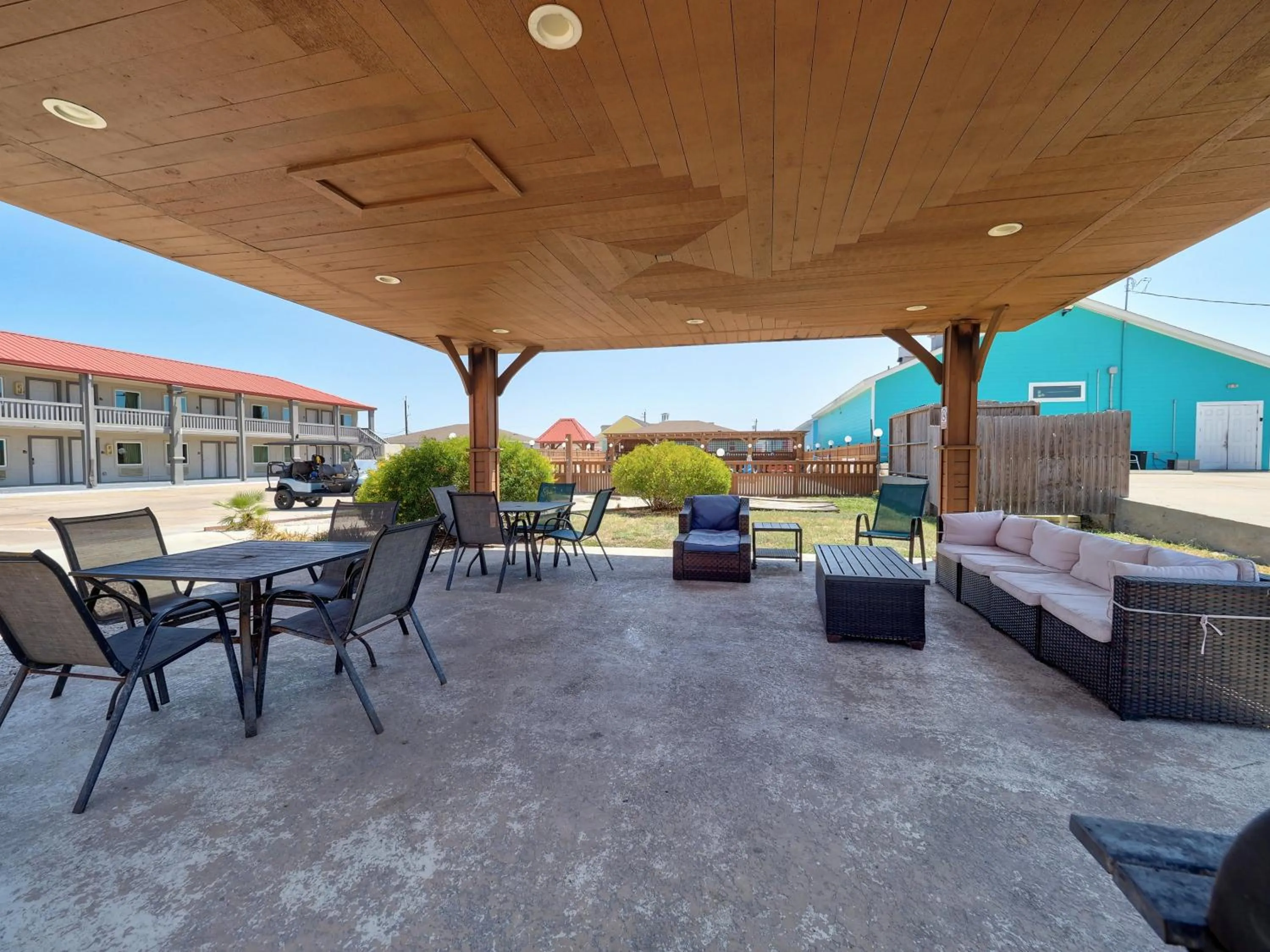 Seating area in Ocean's Edge Hotel, Port Aransas,TX