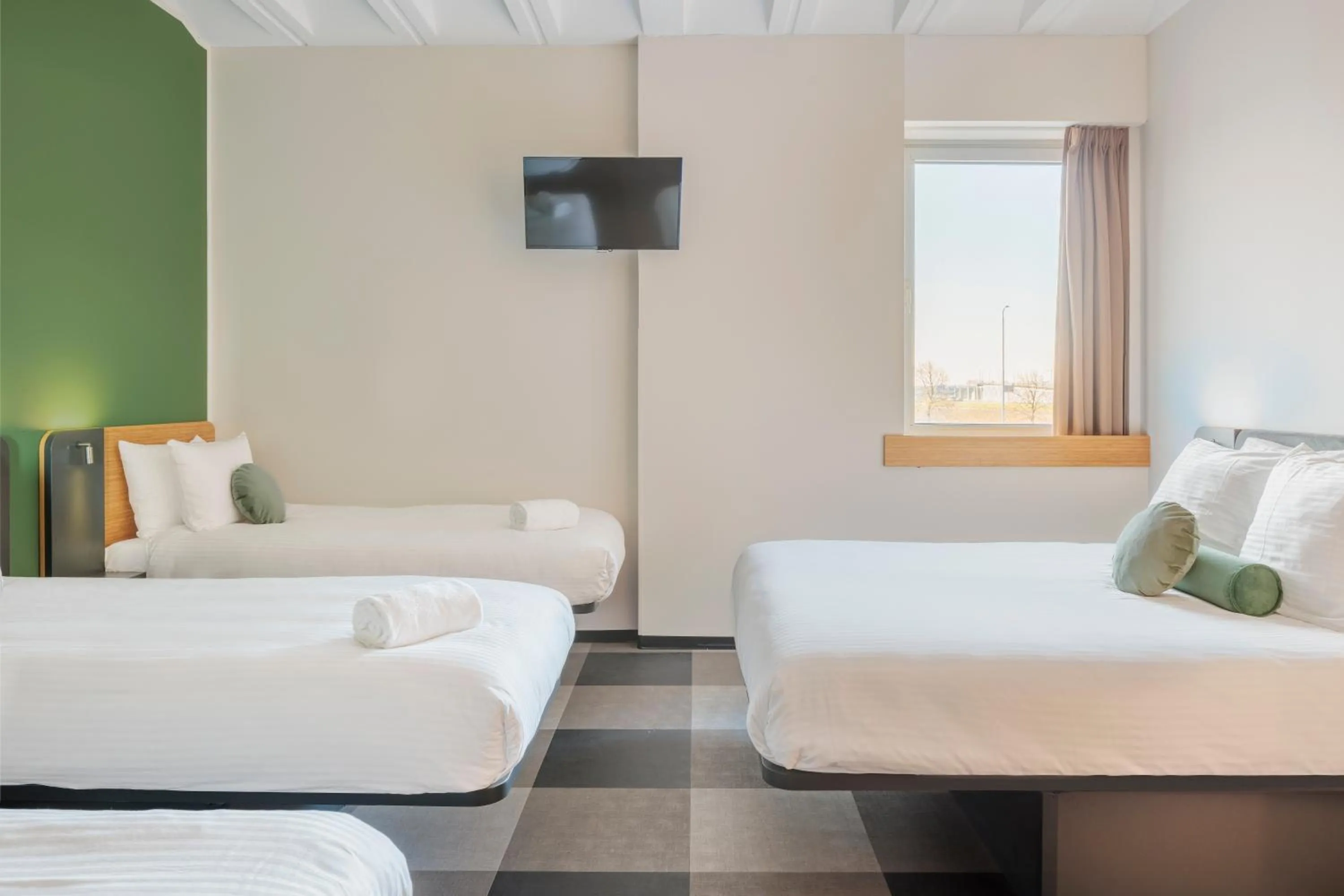 Bedroom, Bed in Maxhotel Amsterdam Airport Schiphol - Recently Renovated