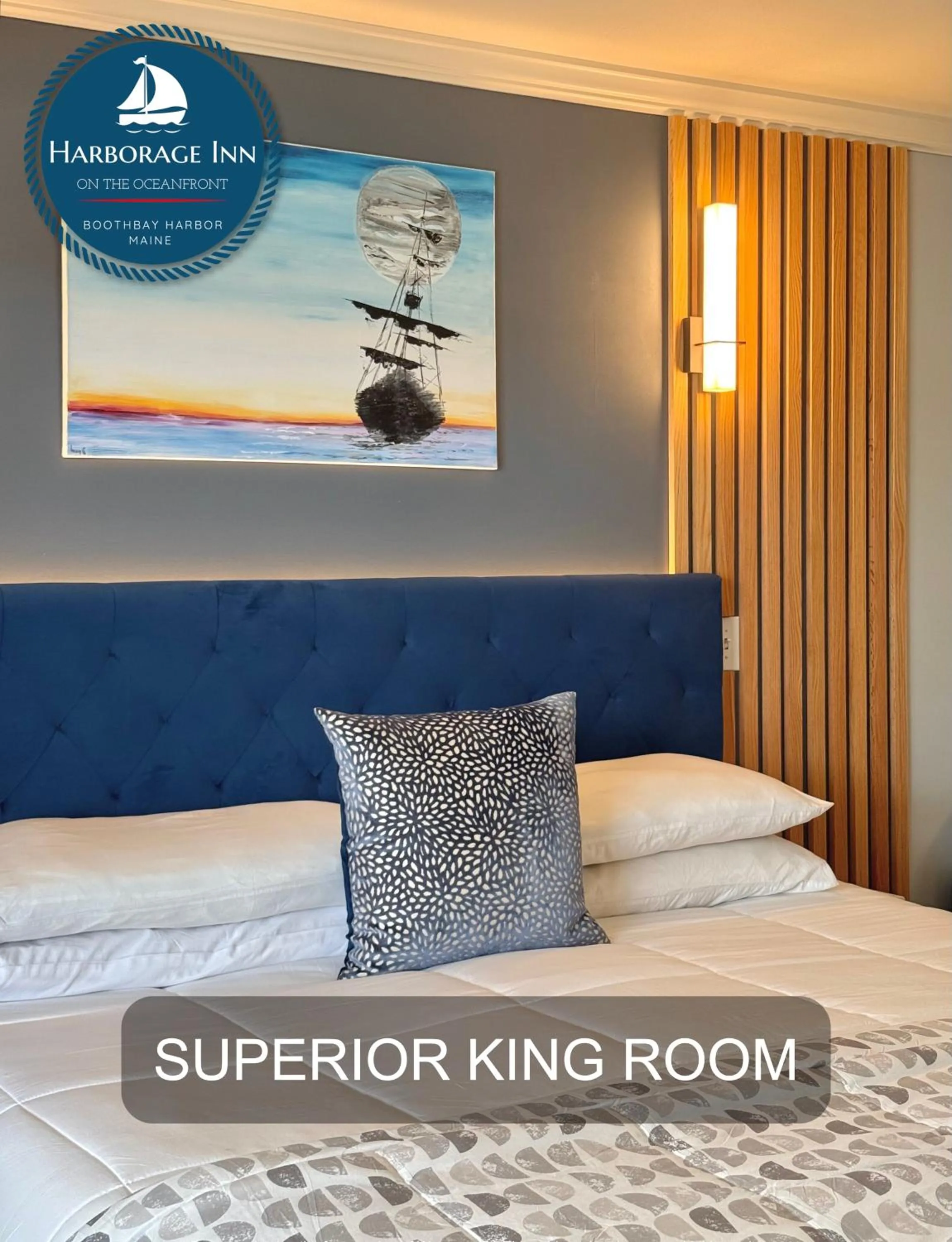 Bed in Harborage Inn on the Oceanfront