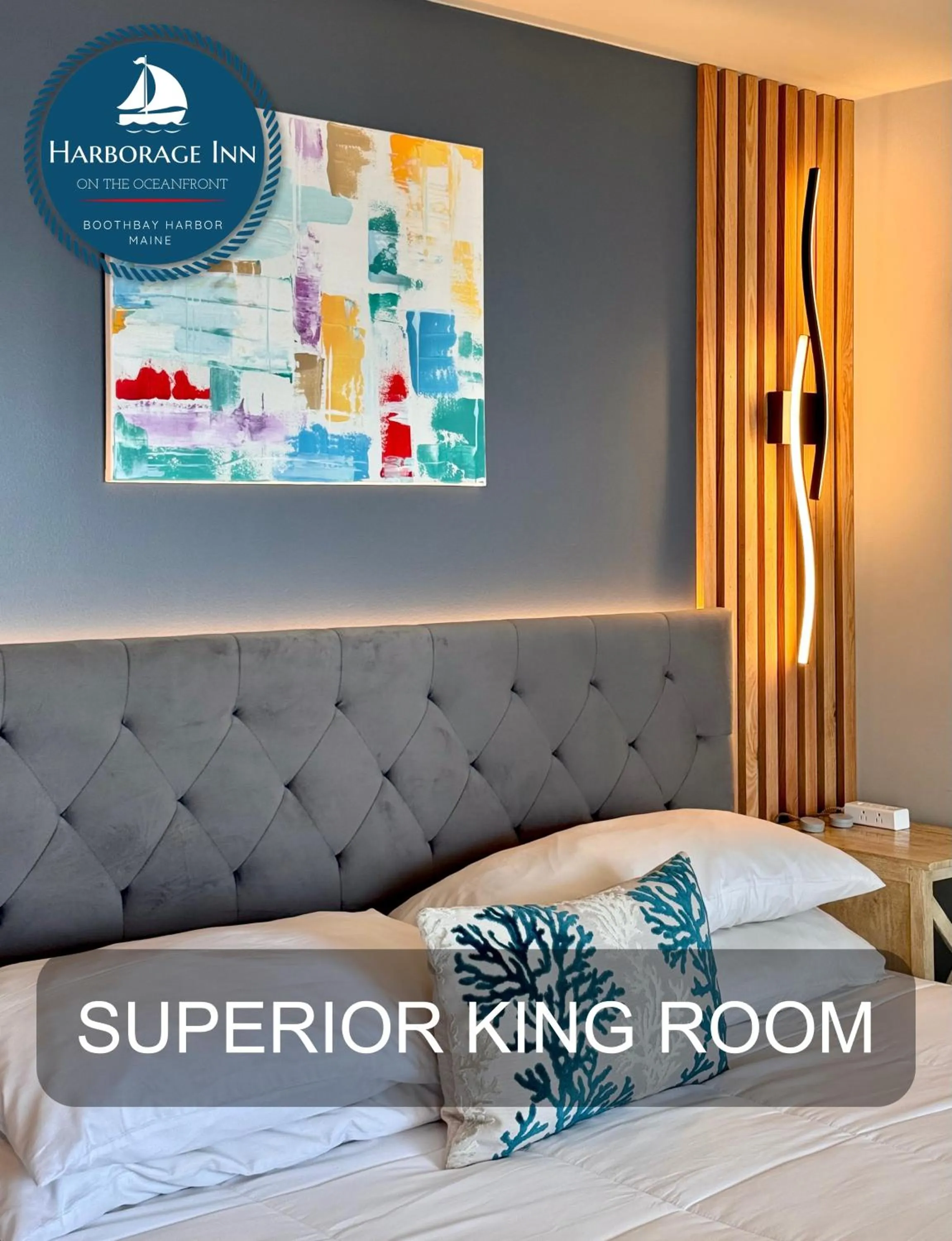 Bed in Harborage Inn on the Oceanfront