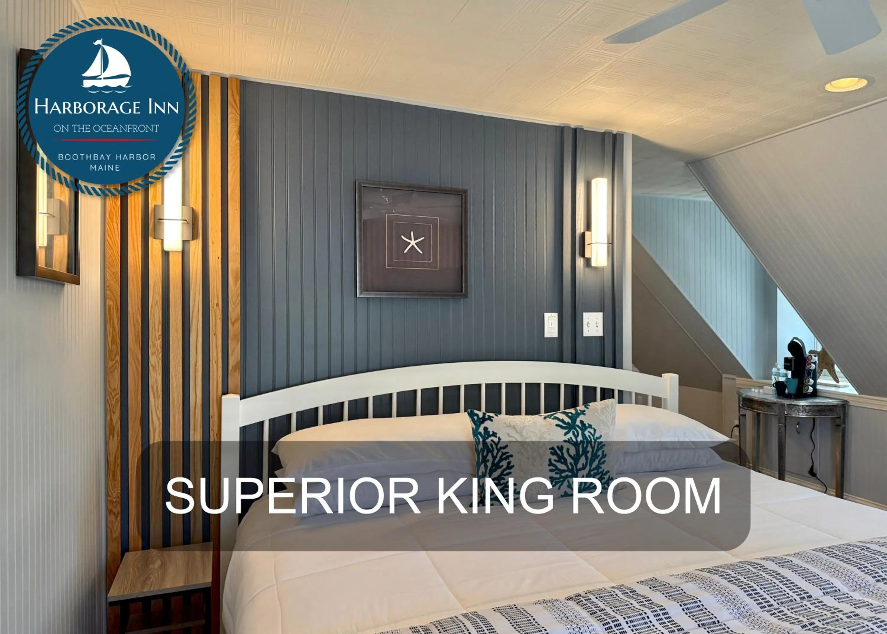 Bed in Harborage Inn on the Oceanfront