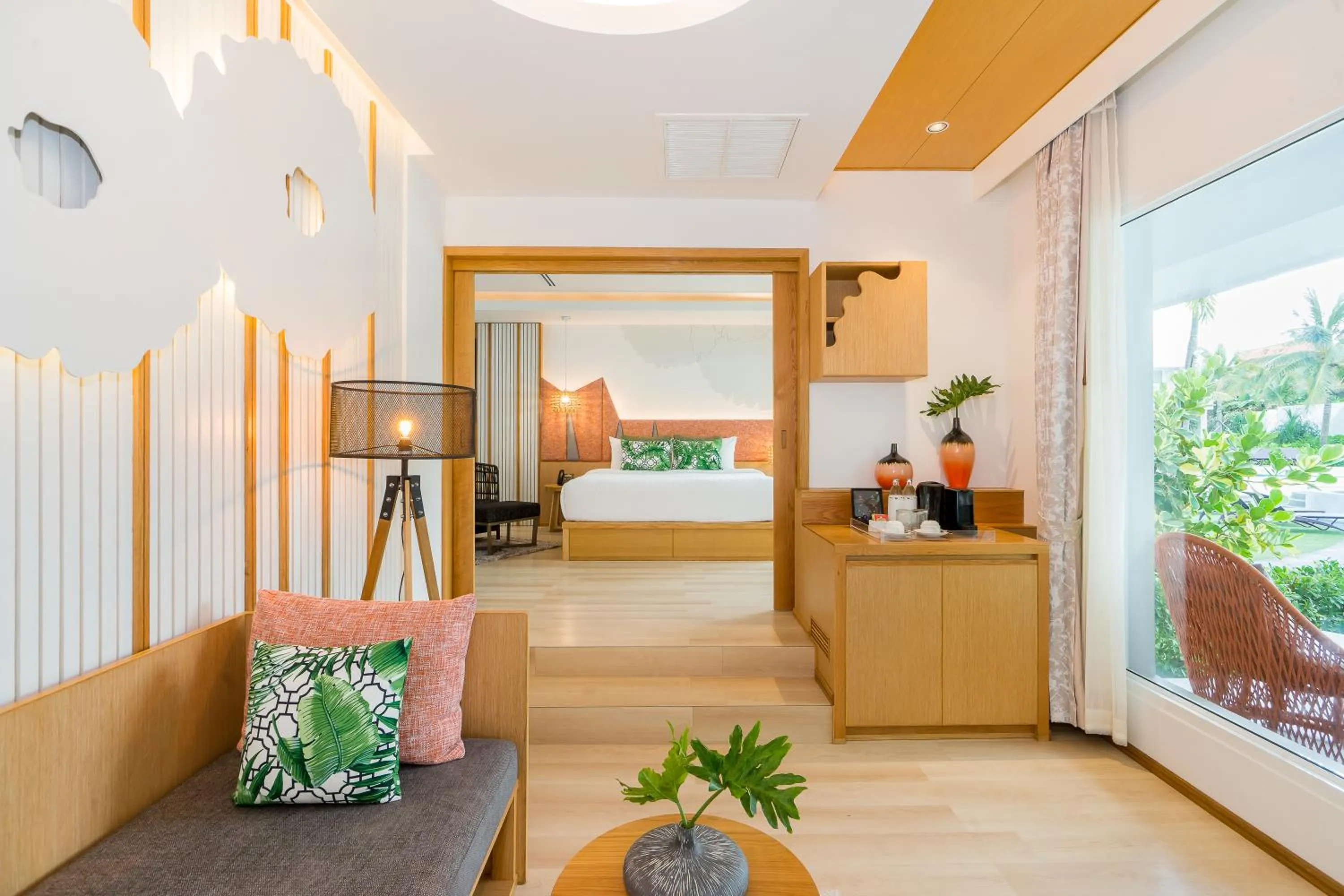 Living room, Bed in La Vida Samui