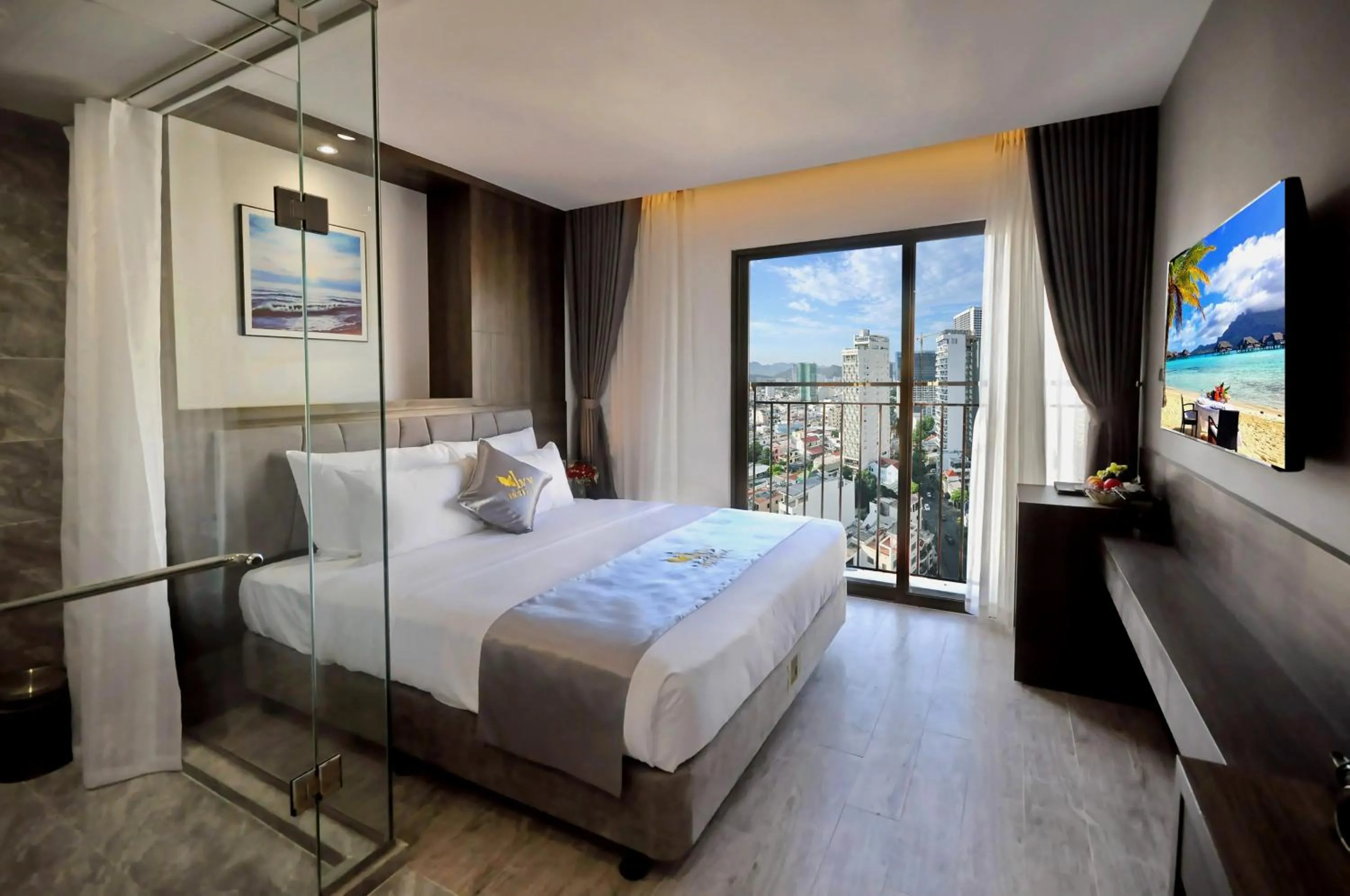 View (from property/room), Bed in Ivy Hotel Nha Trang