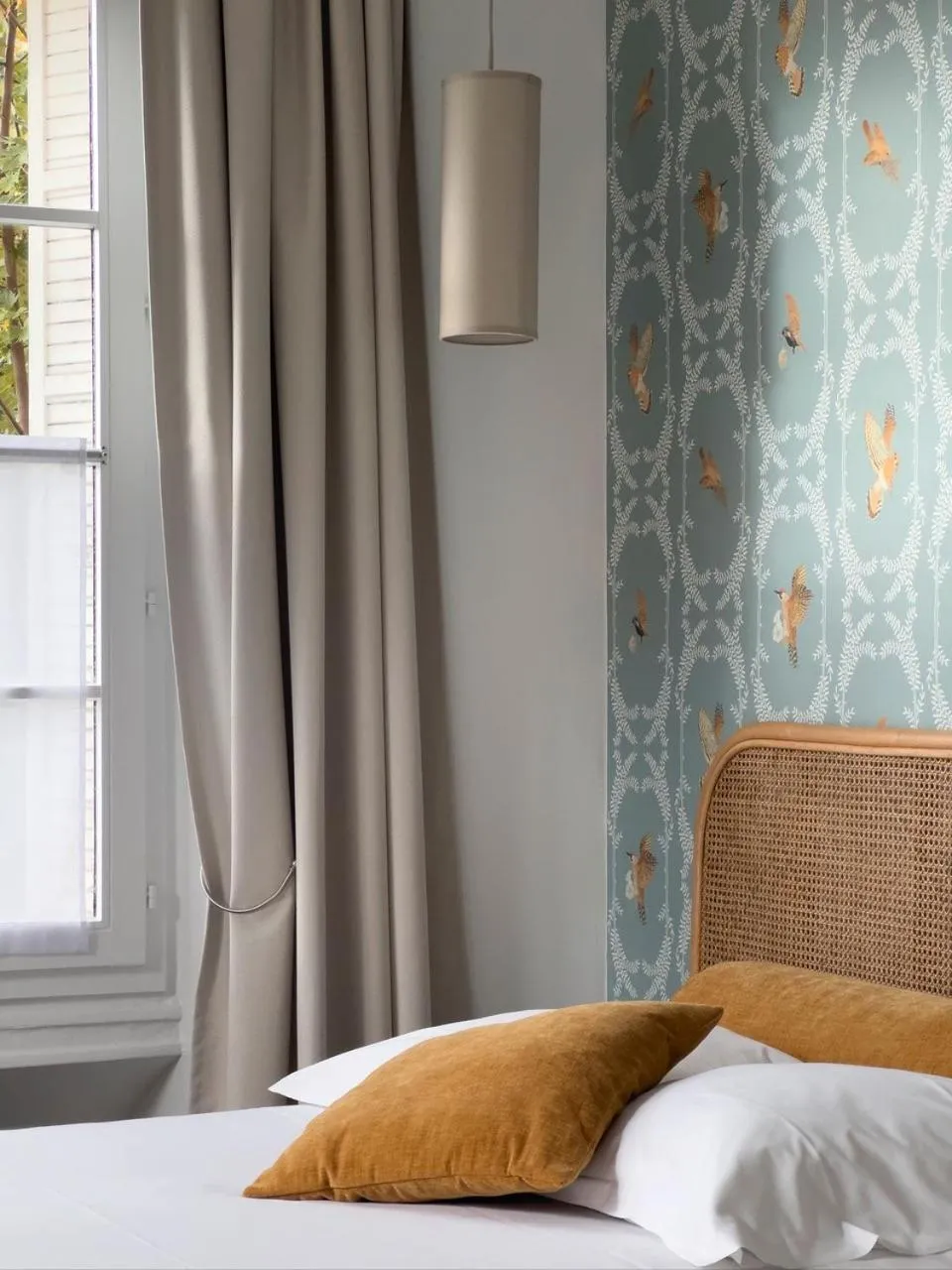 Decorative detail, Bed in Logis Hôtel Marguerite