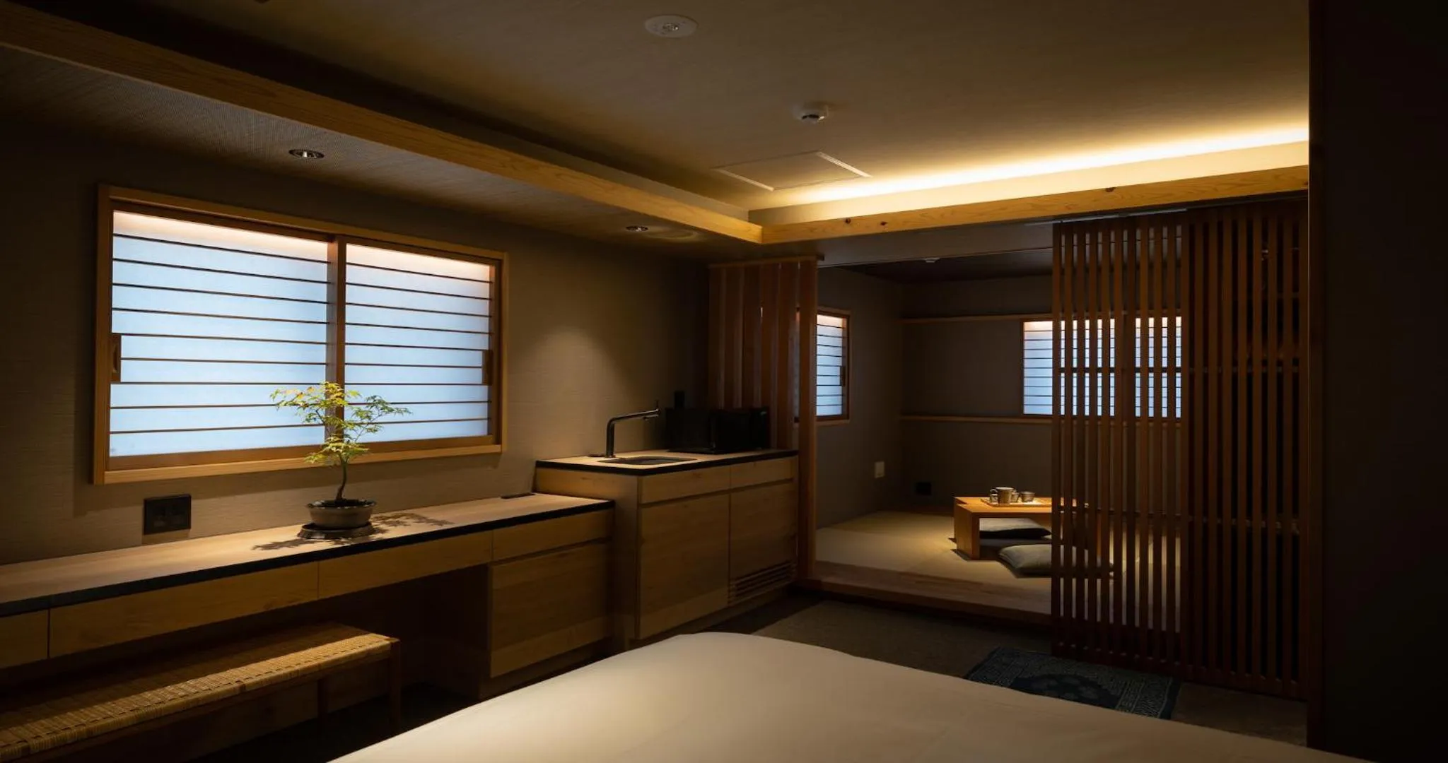 Kitchen or kitchenette, Bed in Higashiyama Shikikaboku