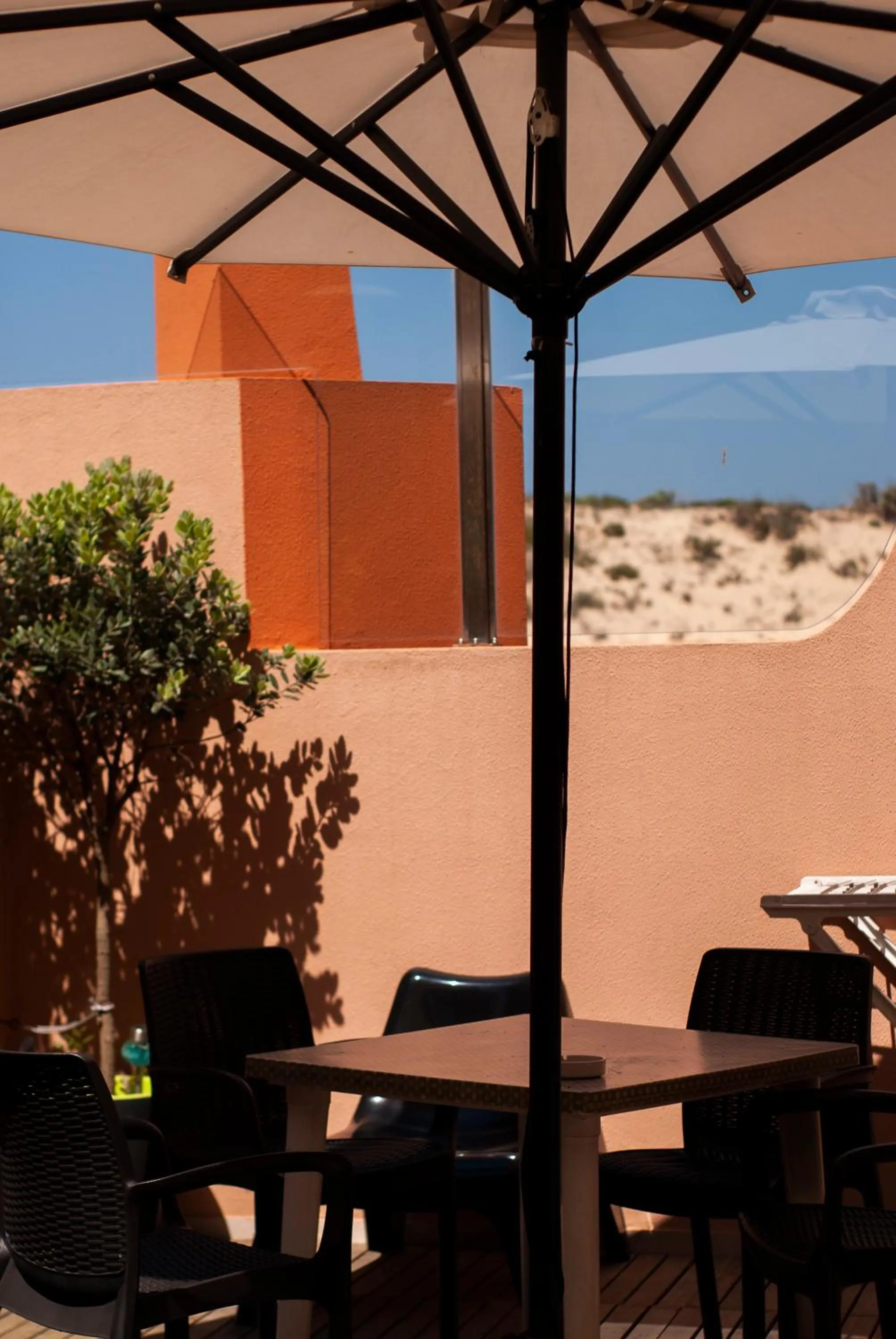 Patio in Supertubos Beach Hostel