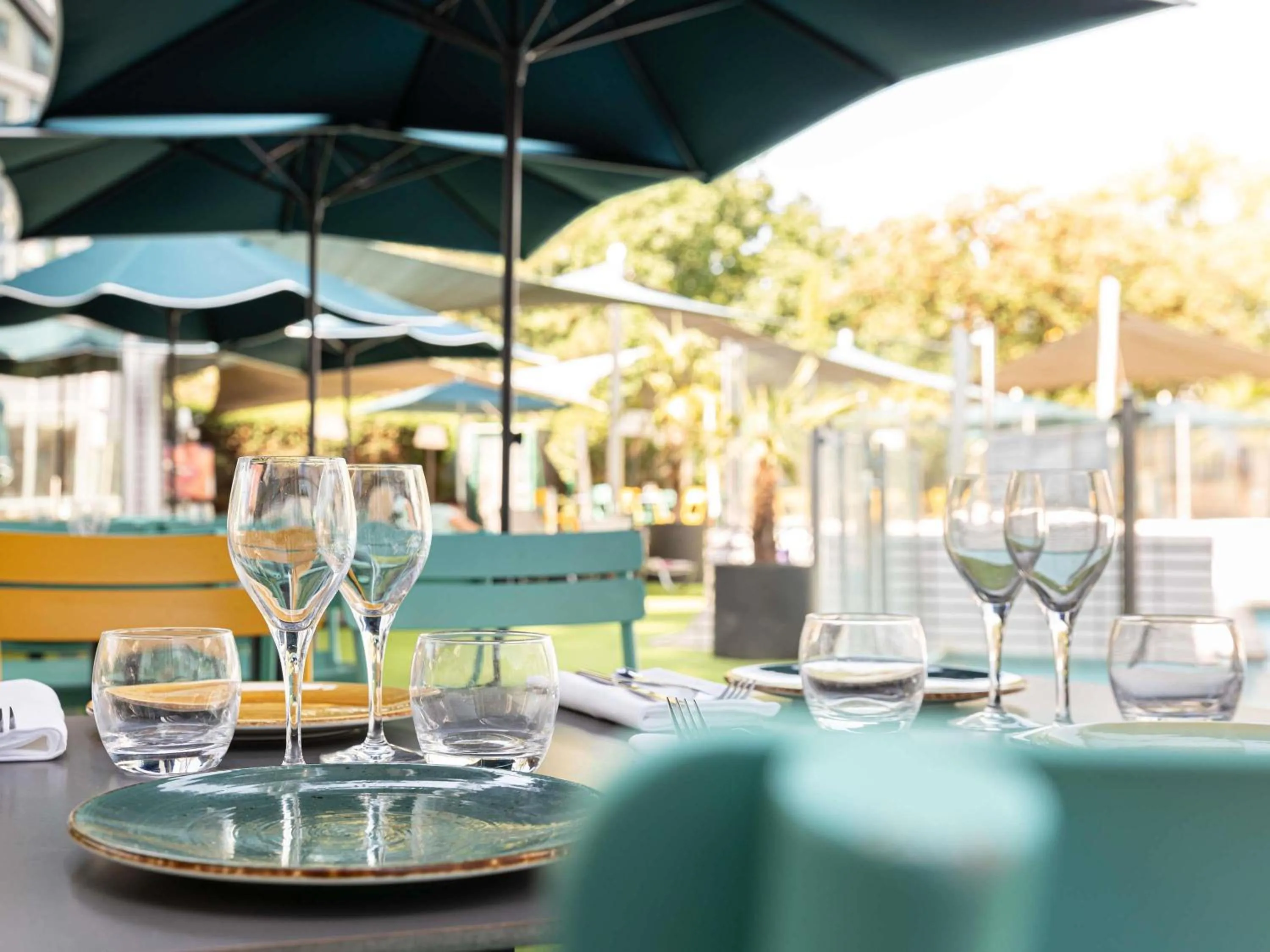 Pool view in ibis Lyon Gerland Musée des Confluences